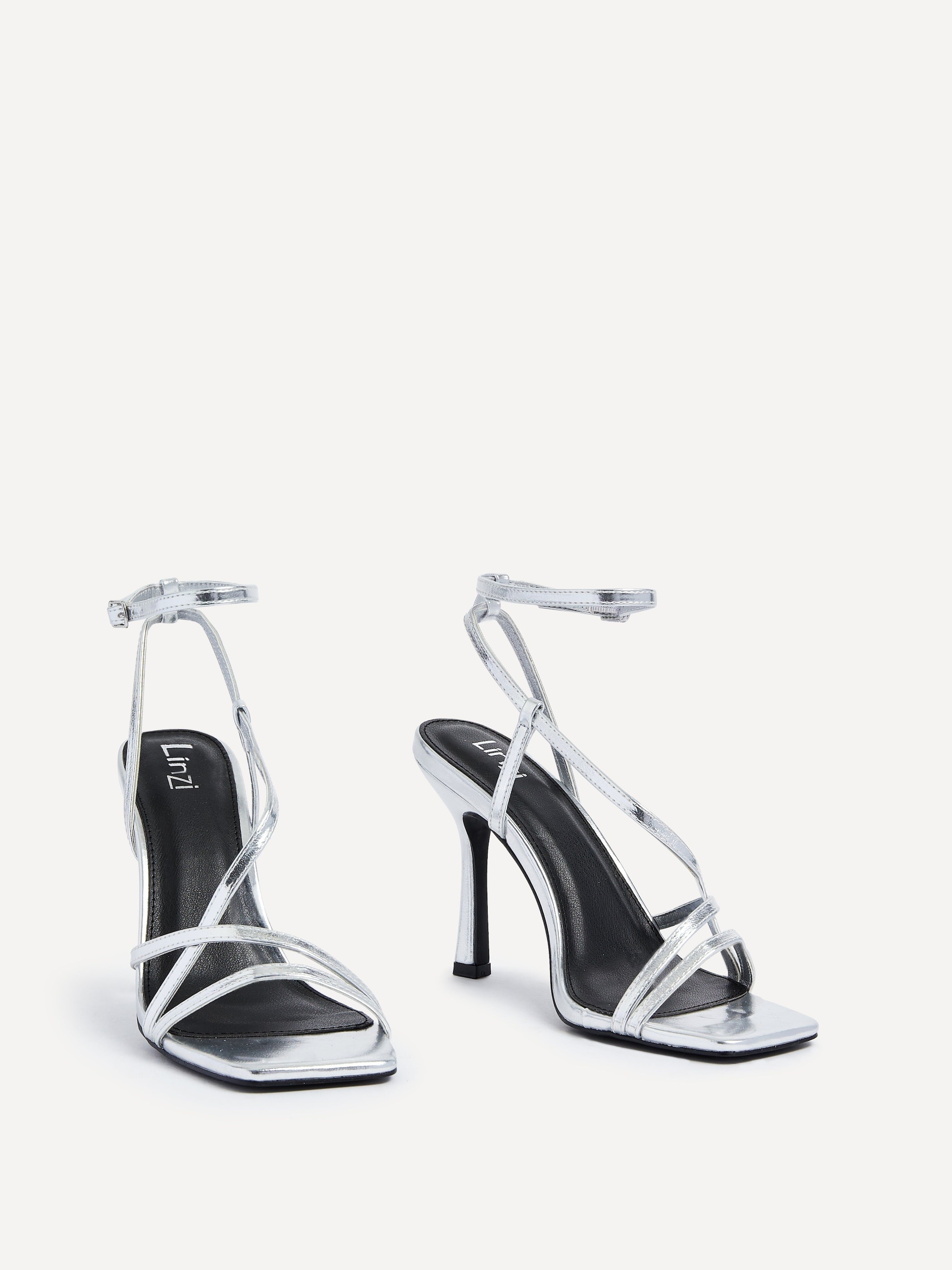 Linzi Savannah Silver Strappy Heels image 3