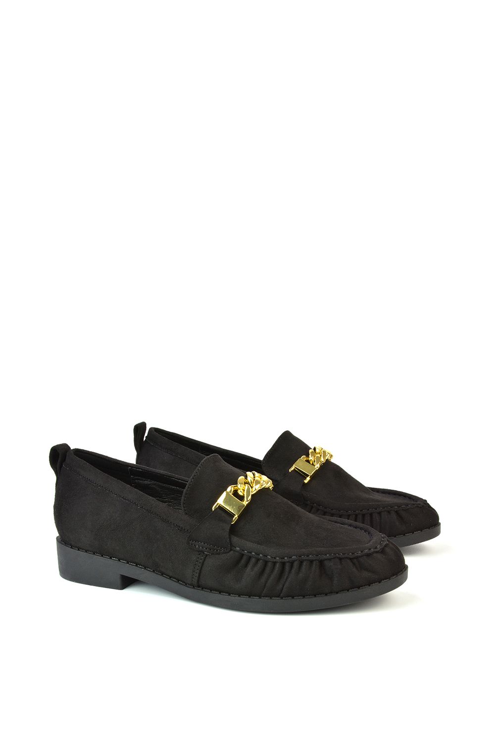 XY London 'Heidi' Chain Detail Ruched Loafer Back to School Shoes image 2
