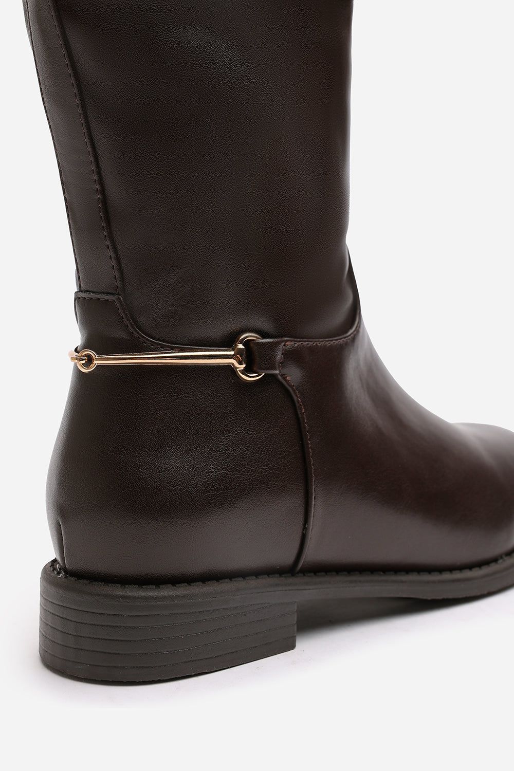 Where's That From 'Nyla' Knee High Boots With Low Flat Heel And Back Buckle Detail image 6