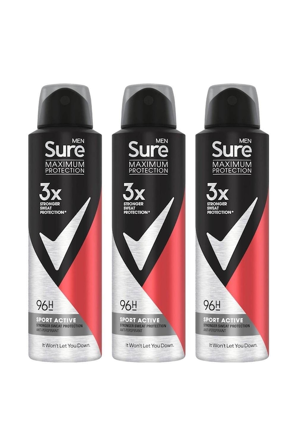 Sure Men Protection 96H 'Antiperspirant Deodorant' Sport Active, 3x150ml