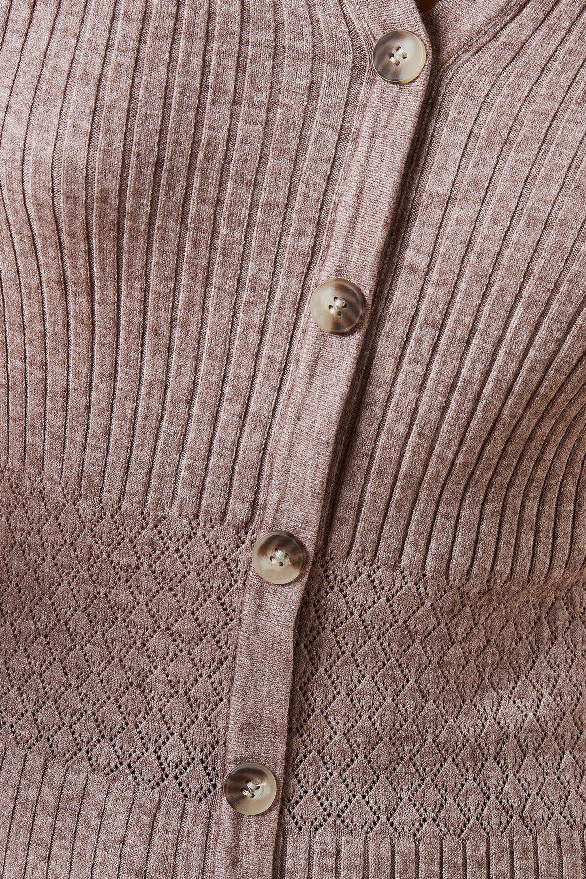 Oasis Pointelle Waist Detail Button Down Knitted Midi Dress Lavender image 5