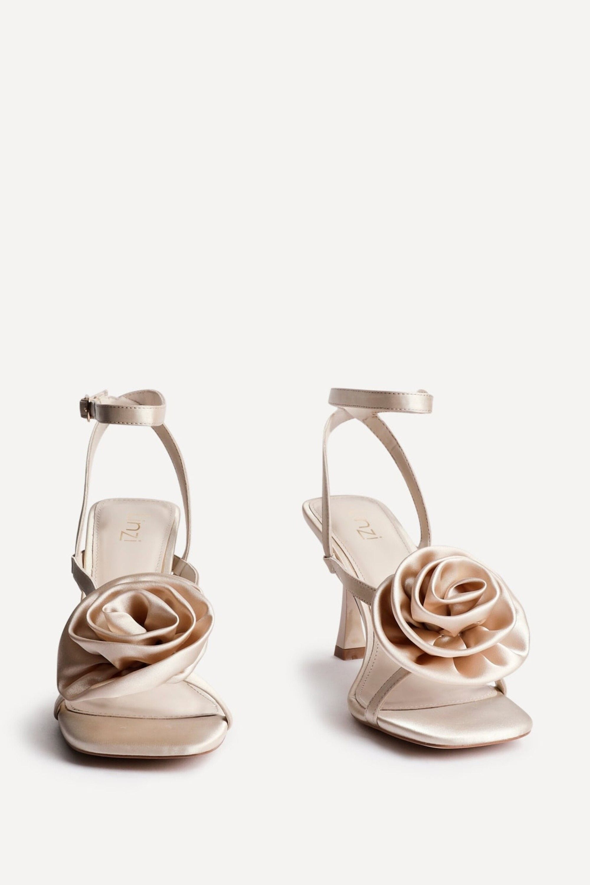 Linzi Valentine Champagne Satin Stiletto Heeled Sandals image 3