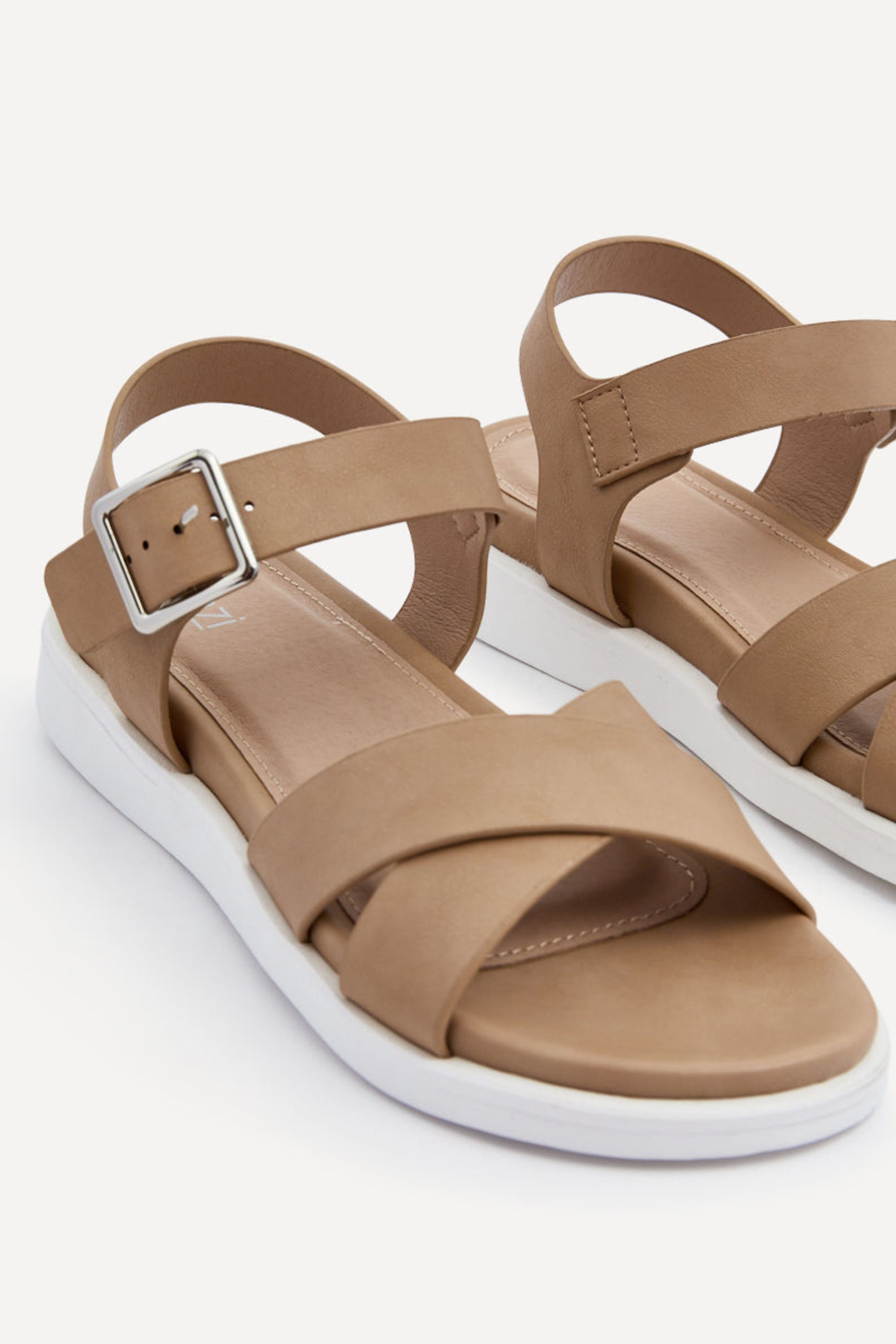 Linzi Alanis Mocha Faux Leather Footbed Sandals image 5