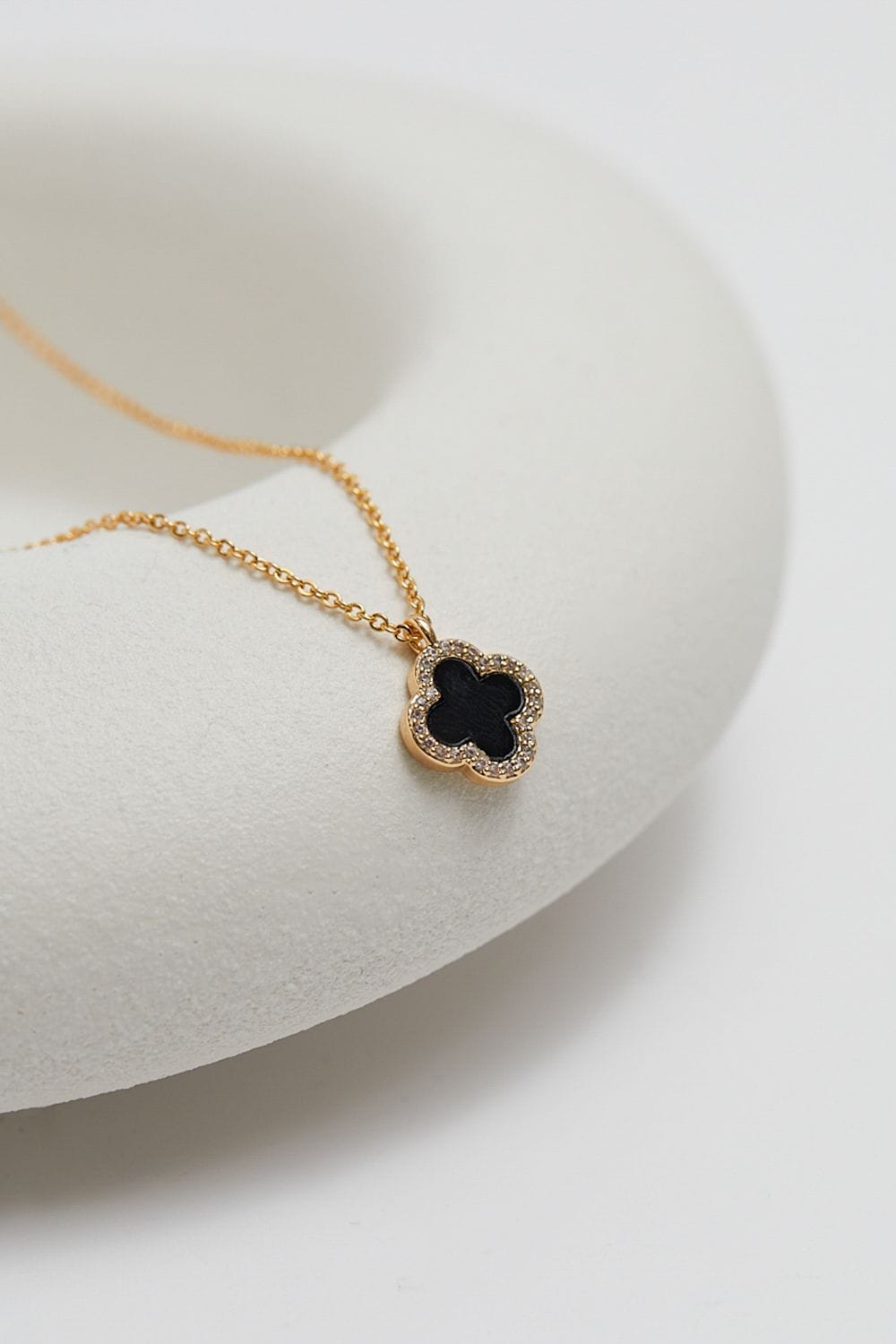 Jon Richard Gold Plated and Jet  Clover Pendant Necklace image 5