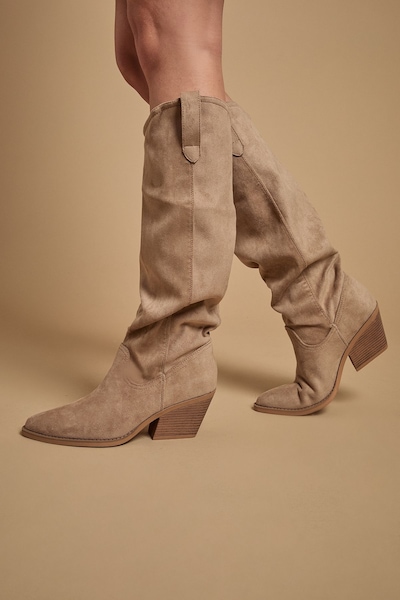 Oasis Winnie Faux Suede Slouch Calf Boots Beige