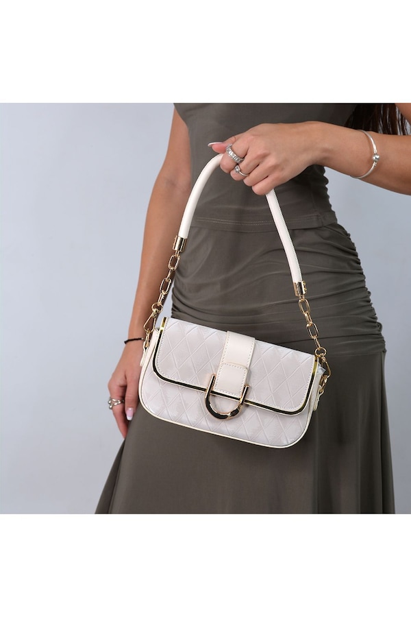 XY London 'Myla' Quilted Shoulder Bag With Gold Chain Strap