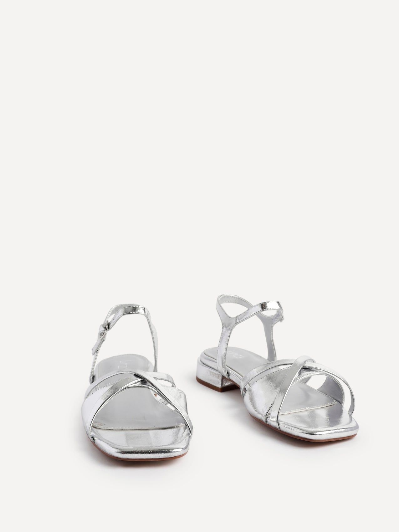 Linzi Zenna Silver Faux Leather Strappy Low Block Heeled Sandals image 3