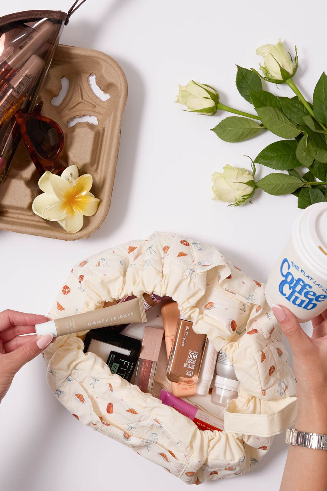 The Flat Lay Co Parachute Drawstring Makeup Bag - Patisserie Multi image 2