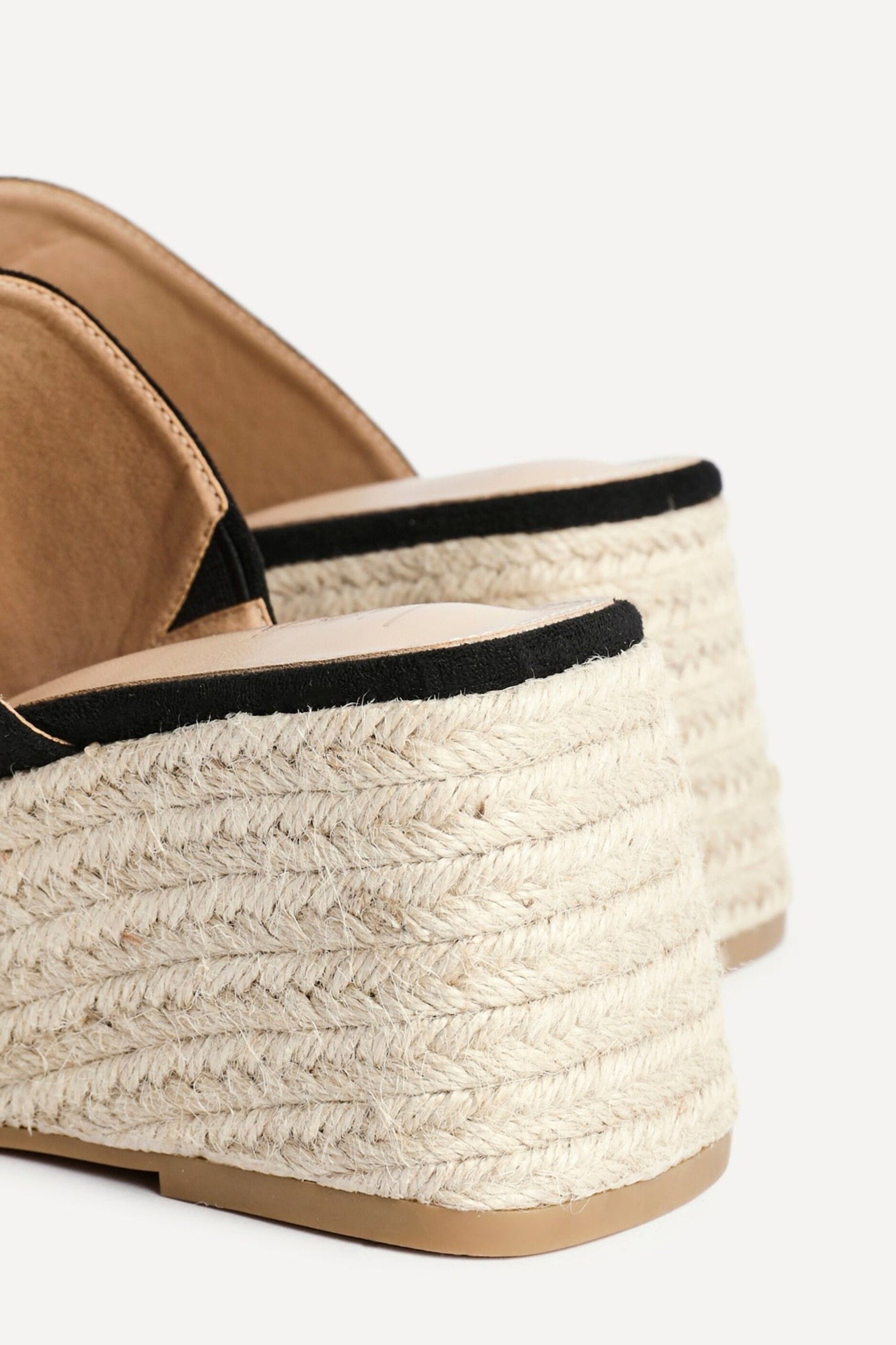 Linzi Espresso Black Faux Suede Espadrille Inspired Mule Wedges image 5