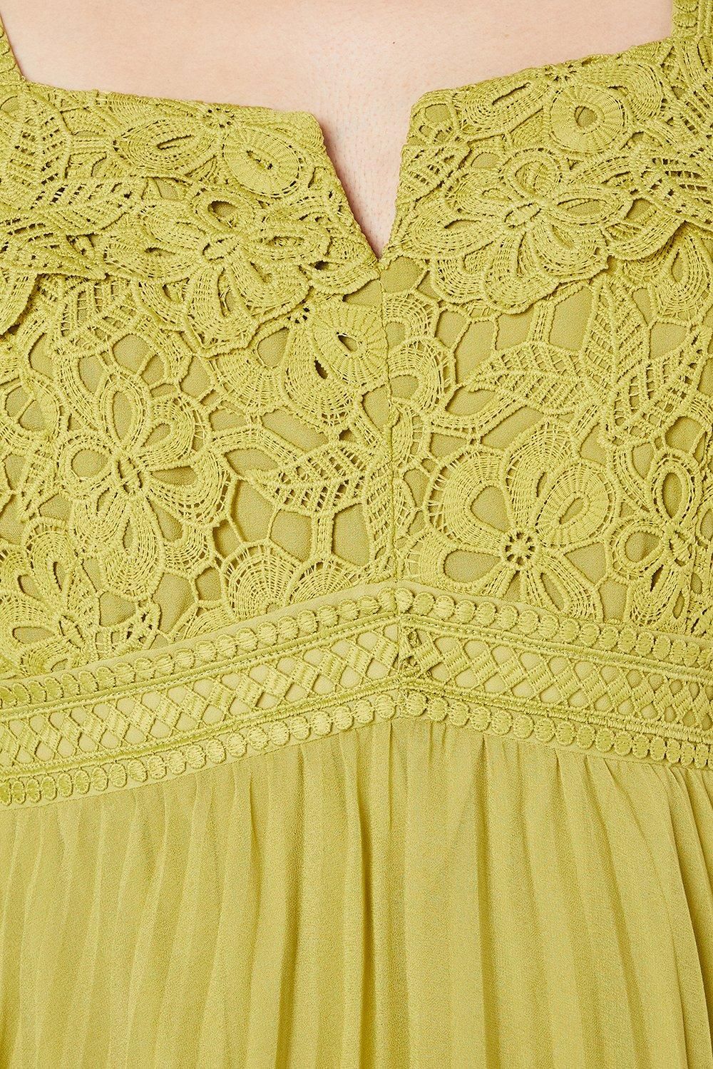 Coast Lace Pleated Midi Wedding Guest Dress Olive image 5