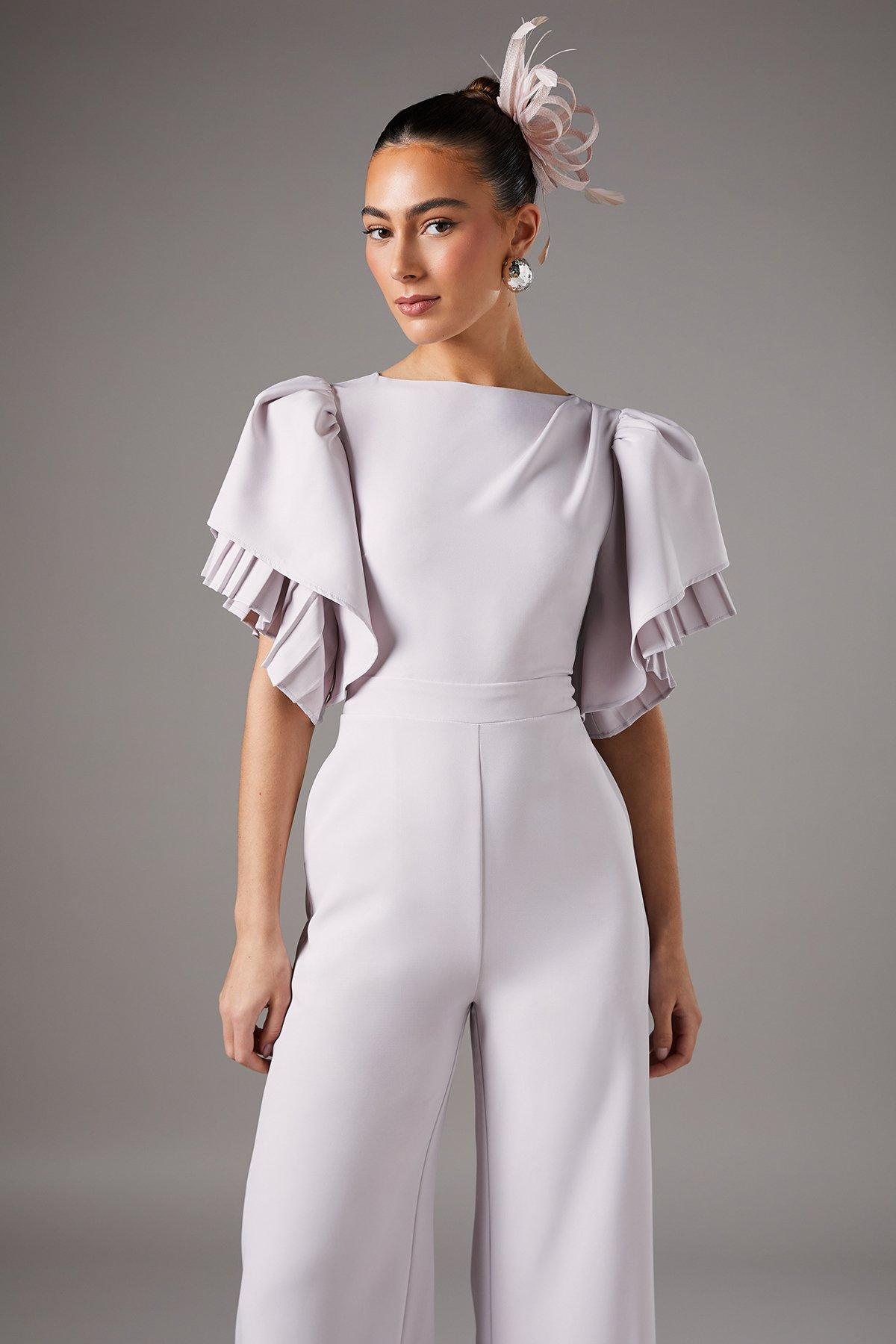 Coast Pleat Ruffle Sleeve Jumpsuit Lilac image 2
