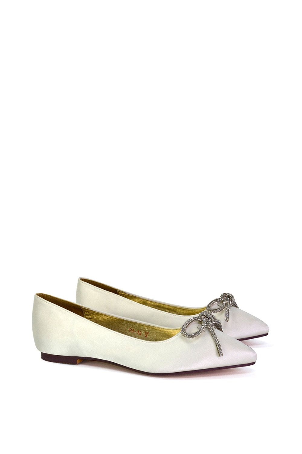 XY London 'Blossom' Diamante Bow Detail Pointed Toe Ballerina Pumps image 1