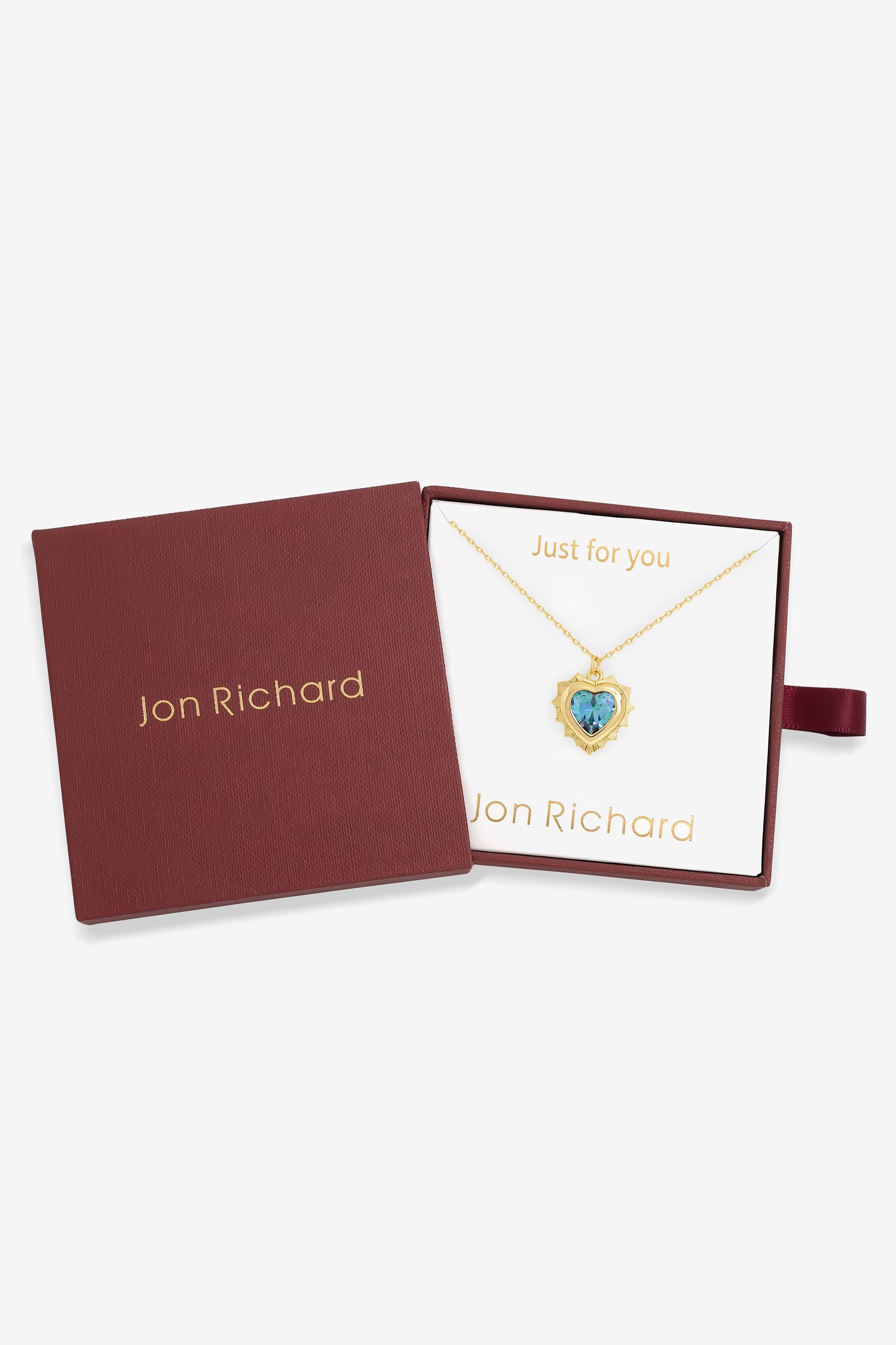 Jon Richard 14Ct Real Gold Plated Heart Birthstone Pendant - March - Gift Boxed image 1