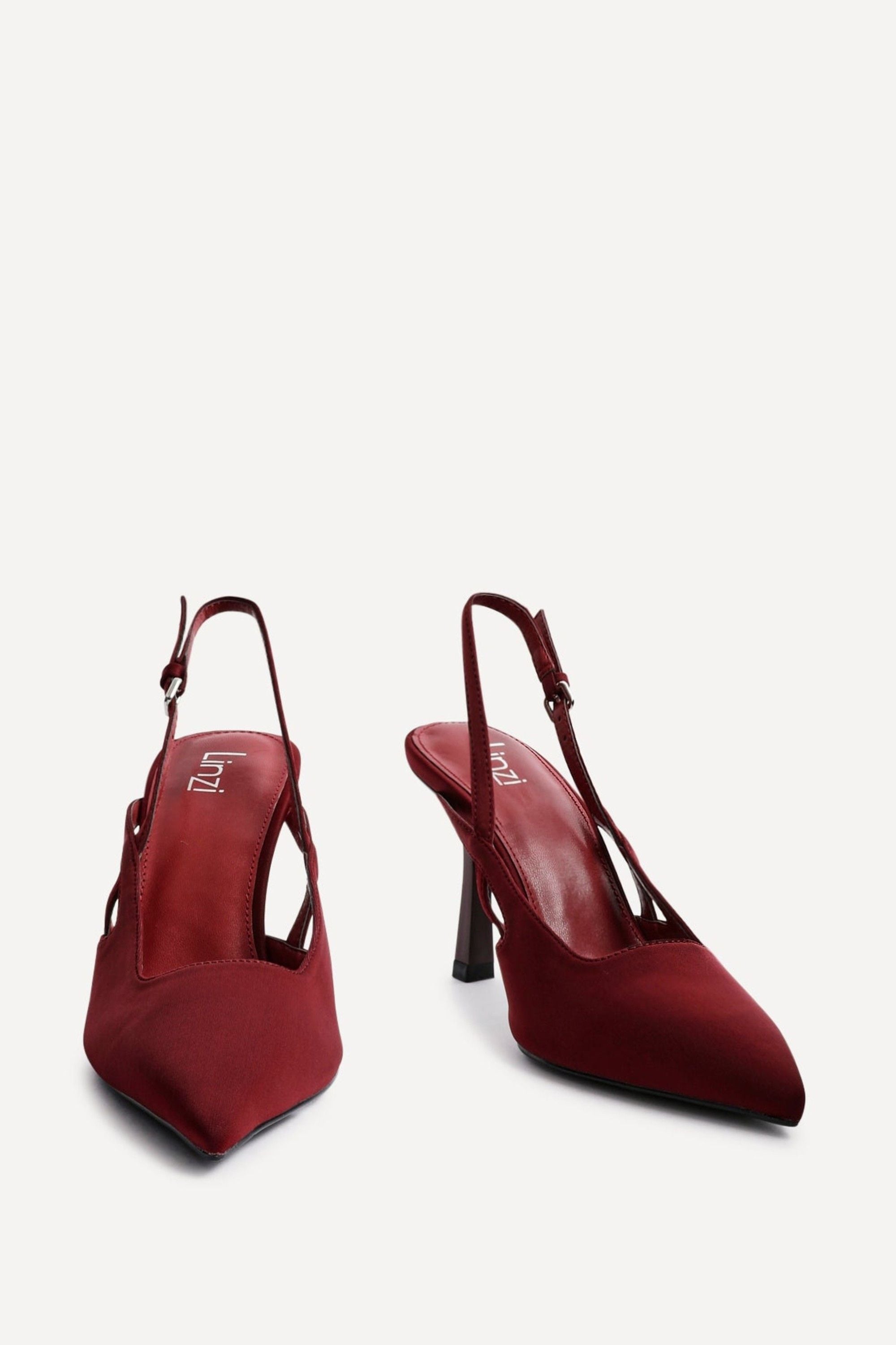 Linzi Rhea Burgundy Scuba Sling Back Court Heels image 3