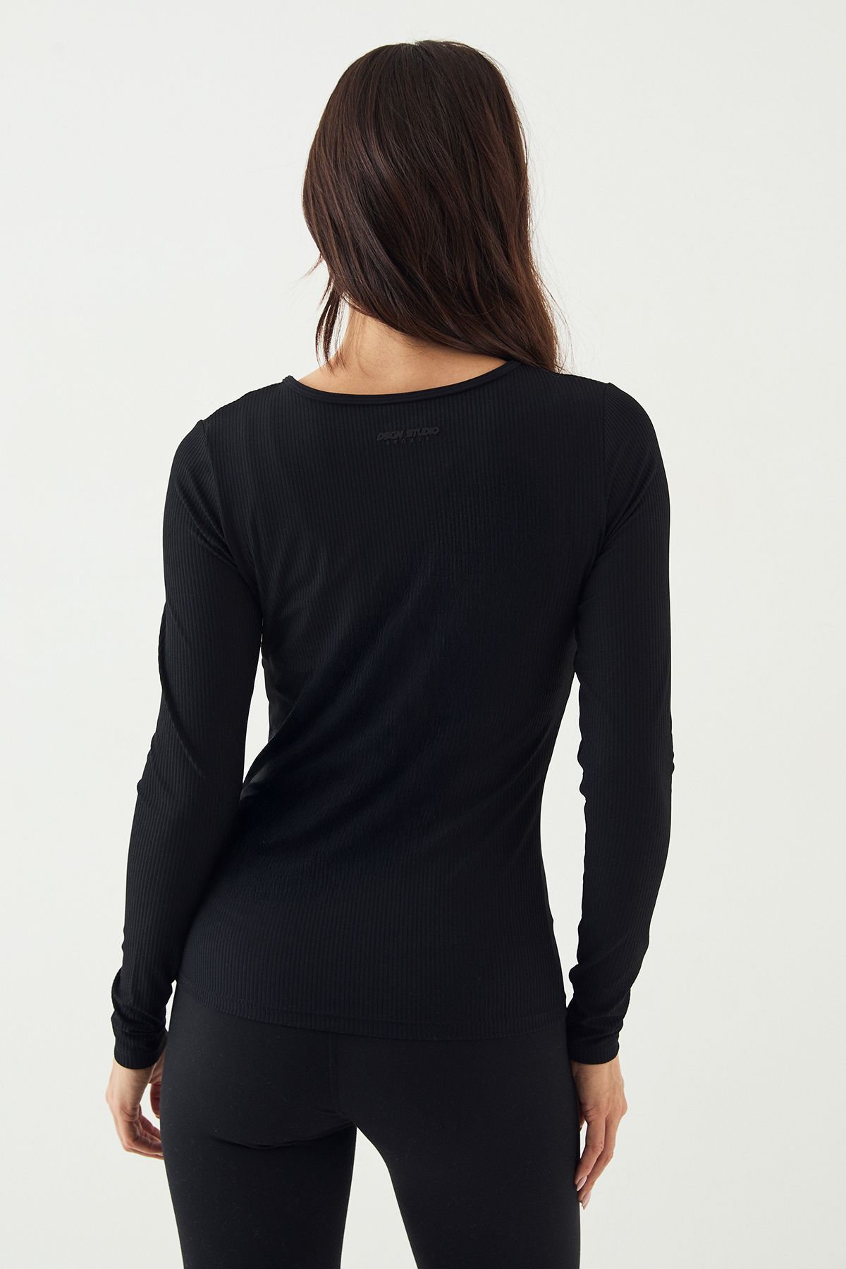 DSGN Studio DSGN Studio Ultra Sculpt Rib Button Through Long Sleeve Top Black image 2