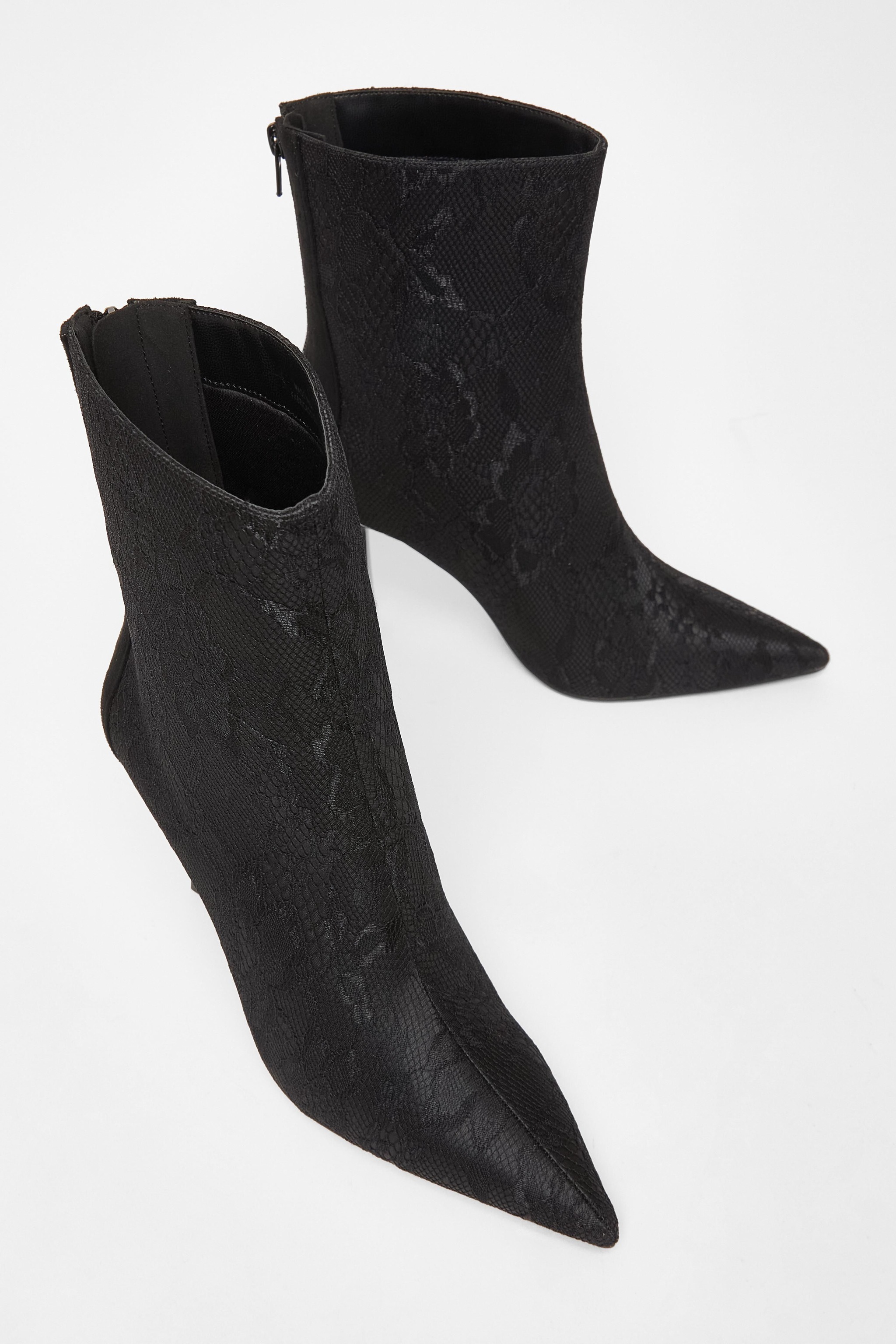 Quiz Black Lace Heeled Ankle Boots image 2
