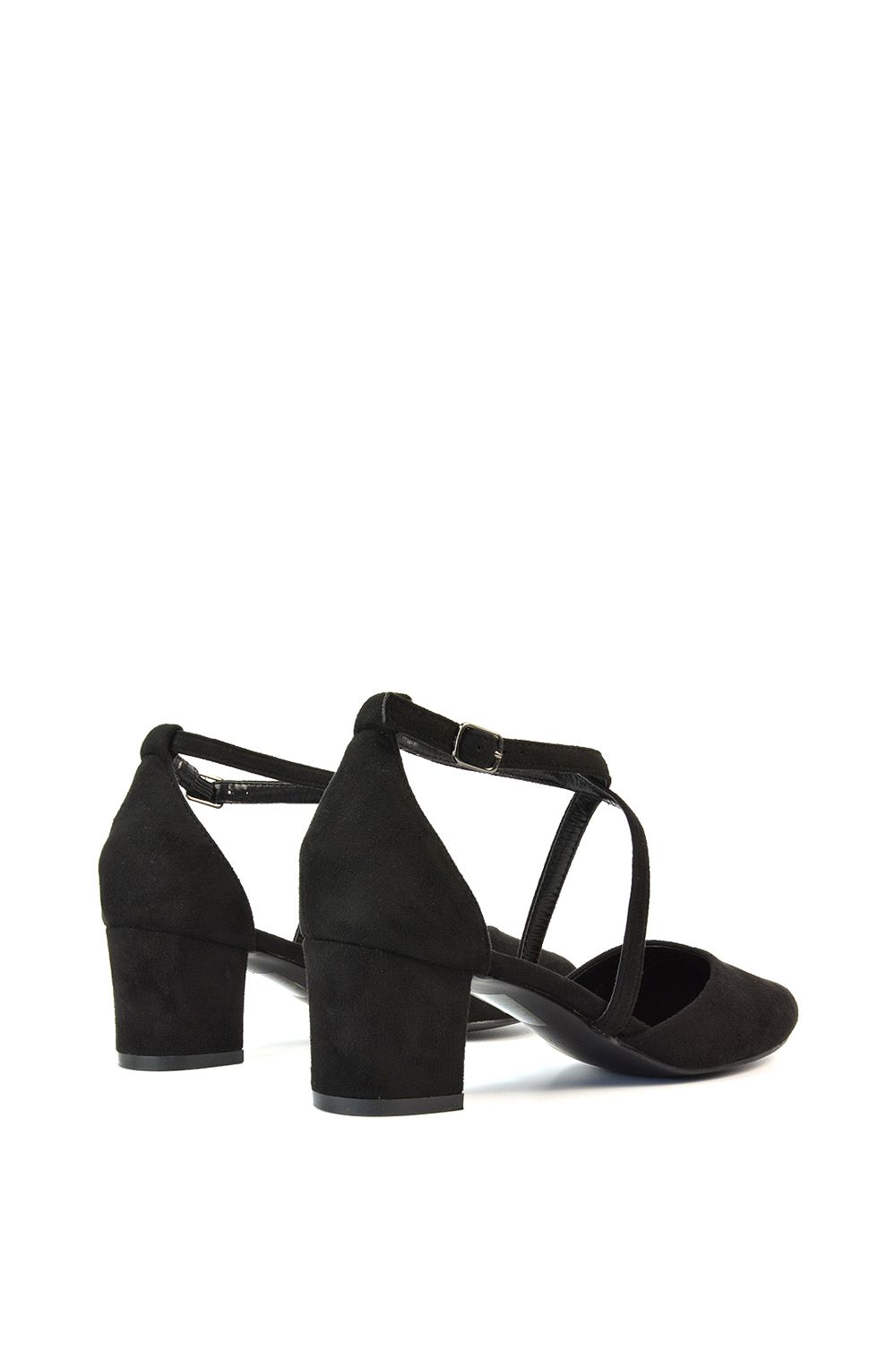 XY London 'Cindy' Strappy Mid Low Block Heel Court Shoes with Ankle Strap image 4