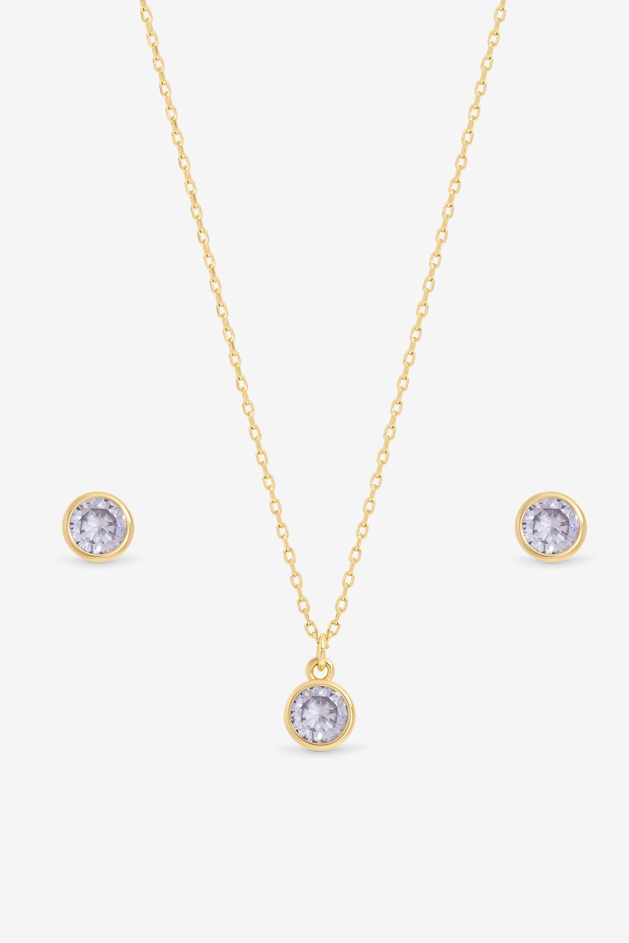 Jon Richard 14Ct Real Gold Plated Birthstone Bezel Set - February - Gift Boxed image 2