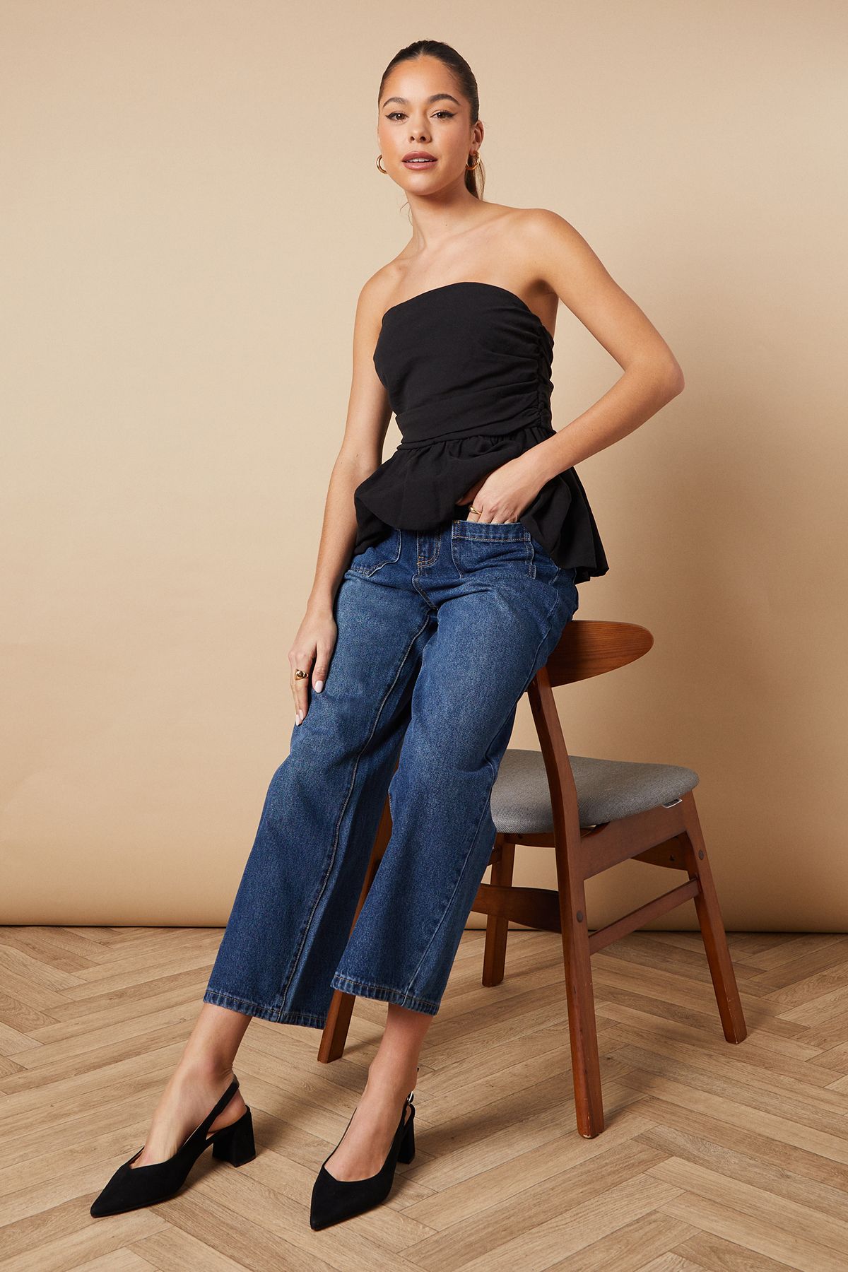 Oasis Enrya Faux Suede Slingback Low Block Heel Shoes Natural Black image 2