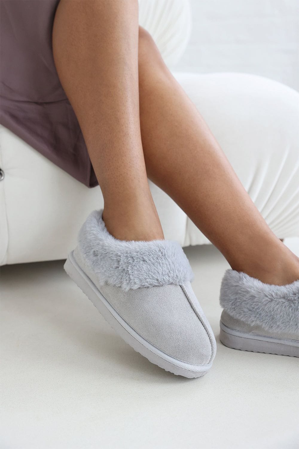 Where's That From 'Inaya' Mule Slippers with Faux Fur Collar Trim image 3