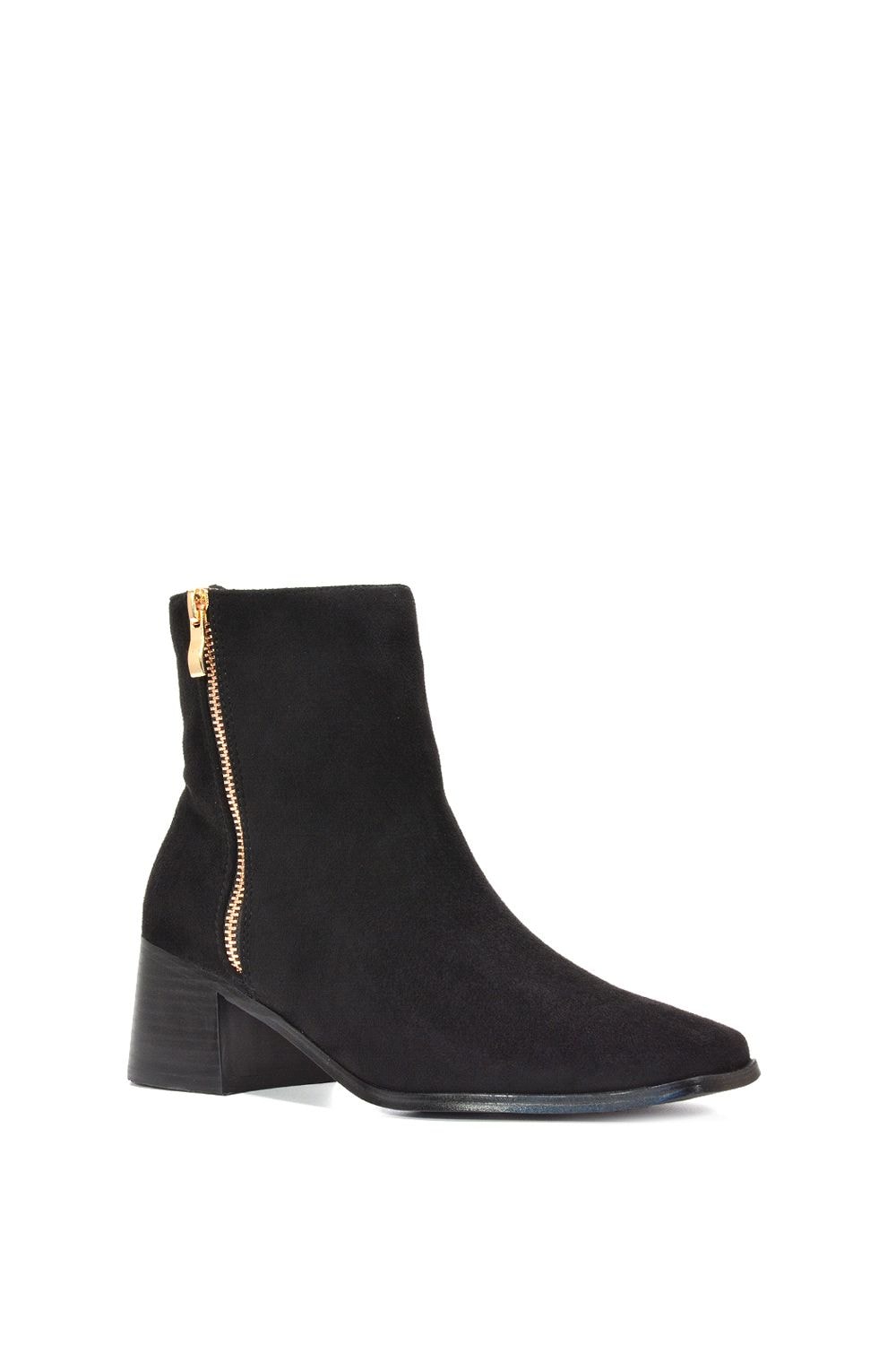 XY London 'Willow' Square Toe Zip Up Mid Block Heel Ankle Booties image 2