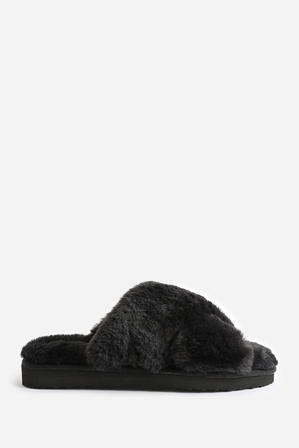 Where's That From 'Denise' Faux Fur Fluffy Crossover Slippers image 2