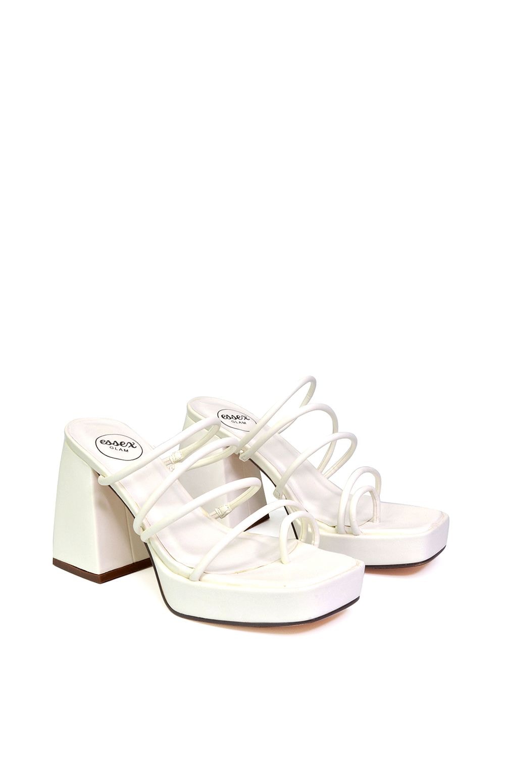 XY London 'Colt' Strappy Square Toe High Block Heel Platform Mule Sandals image 4