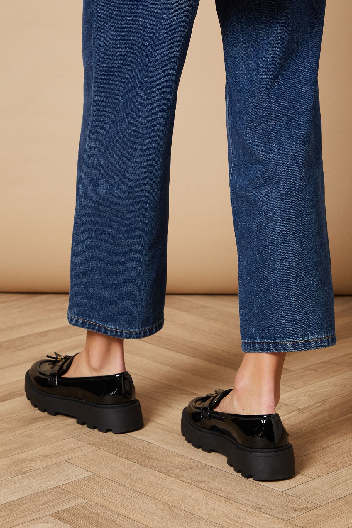 Oasis Belen Patent Faux Leather Chunky Tassel Loafers True Black image 3