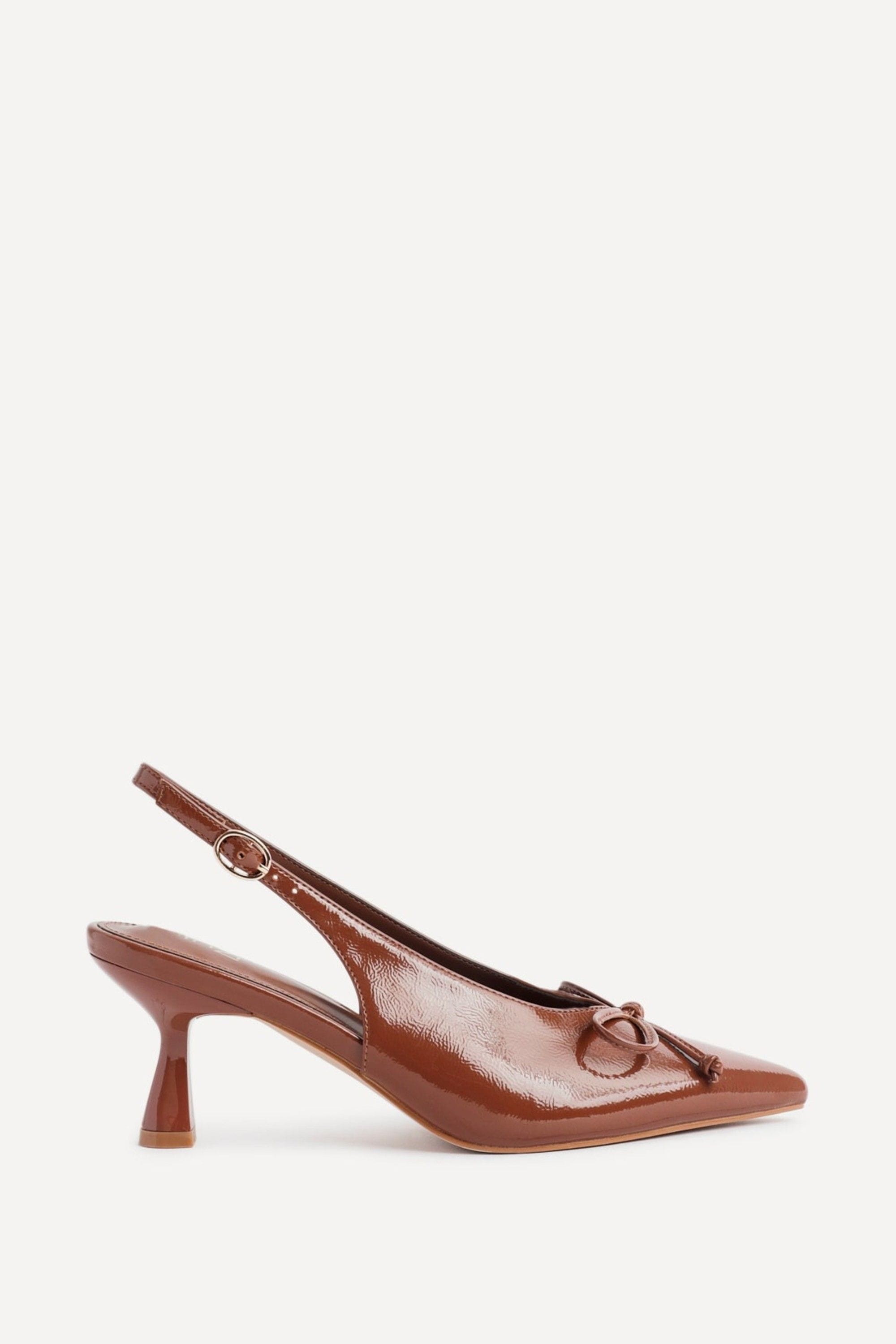 Linzi Ribbon Caramel Faux Leather Slingback Court Heel image 1