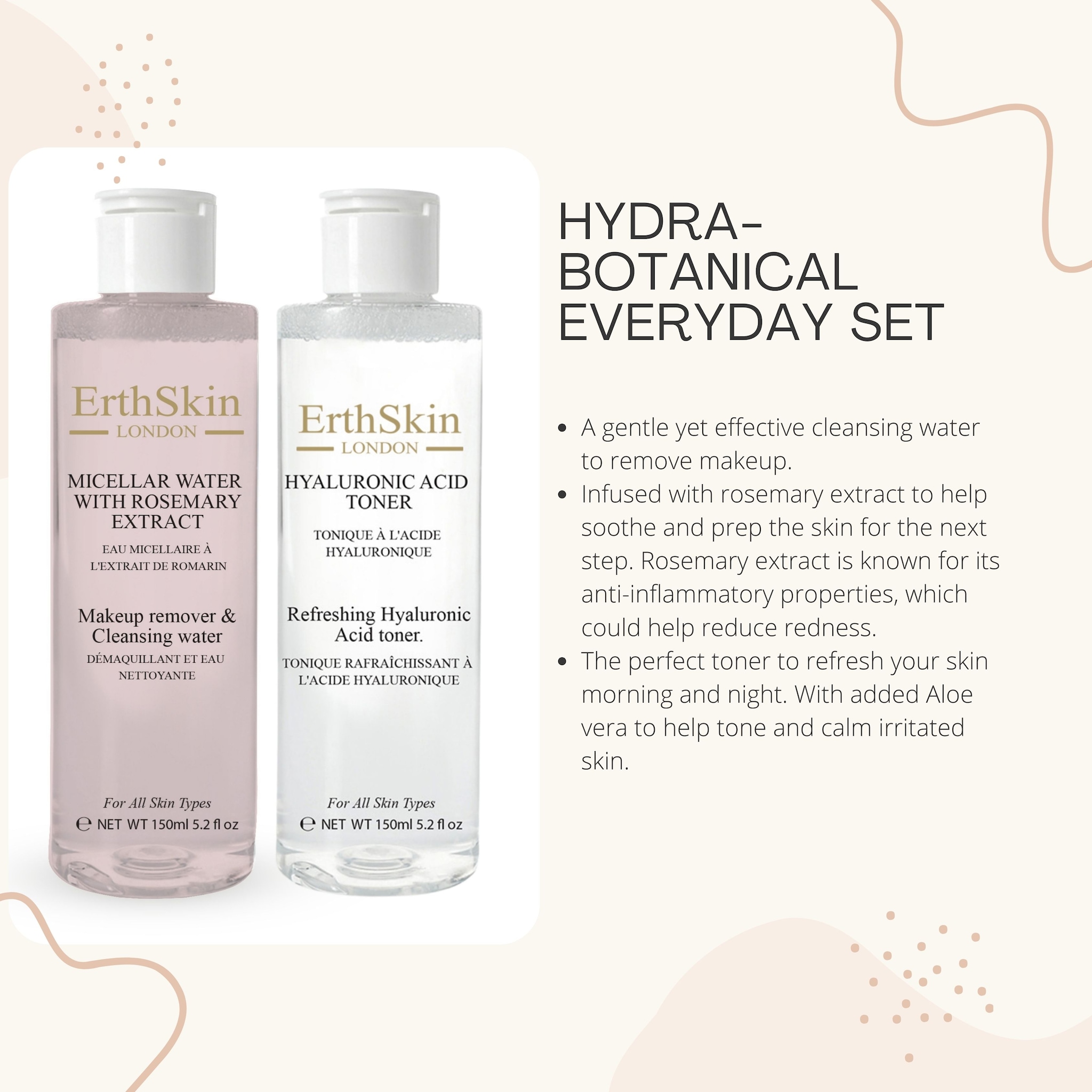 Erth Skin London Refreshing Hyaluronic Acid Toner 150ml + Micellar Water with Rosemary Extract 150ml image 8