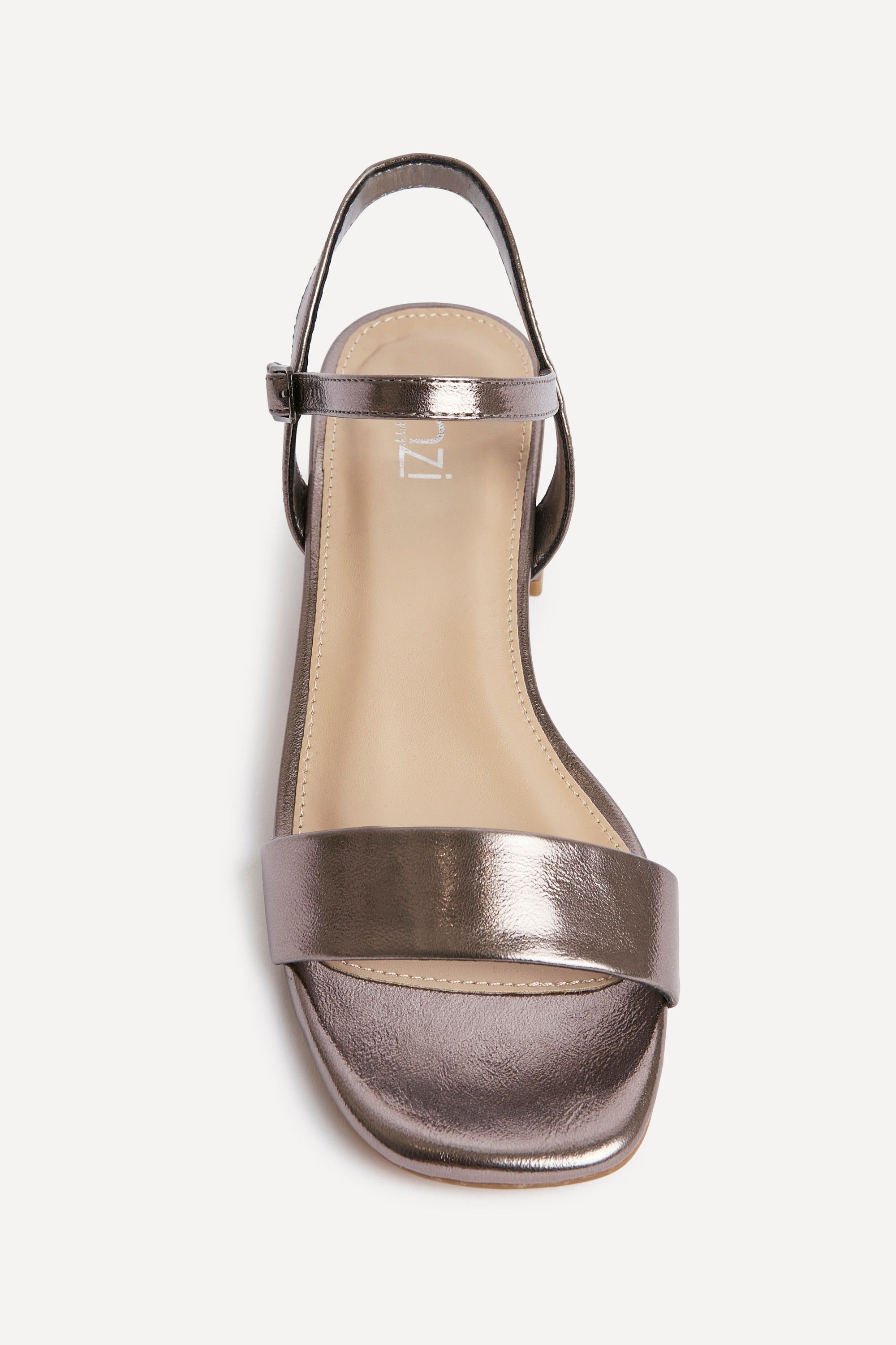 Linzi Carlie Wide Fit Pewter Faux Leather Low Block Heel image 4