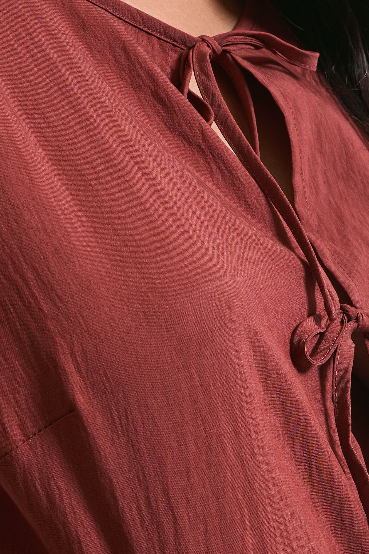 Dorothy Perkins Tie Front Long Sleeve Blouse Burgundy image 5