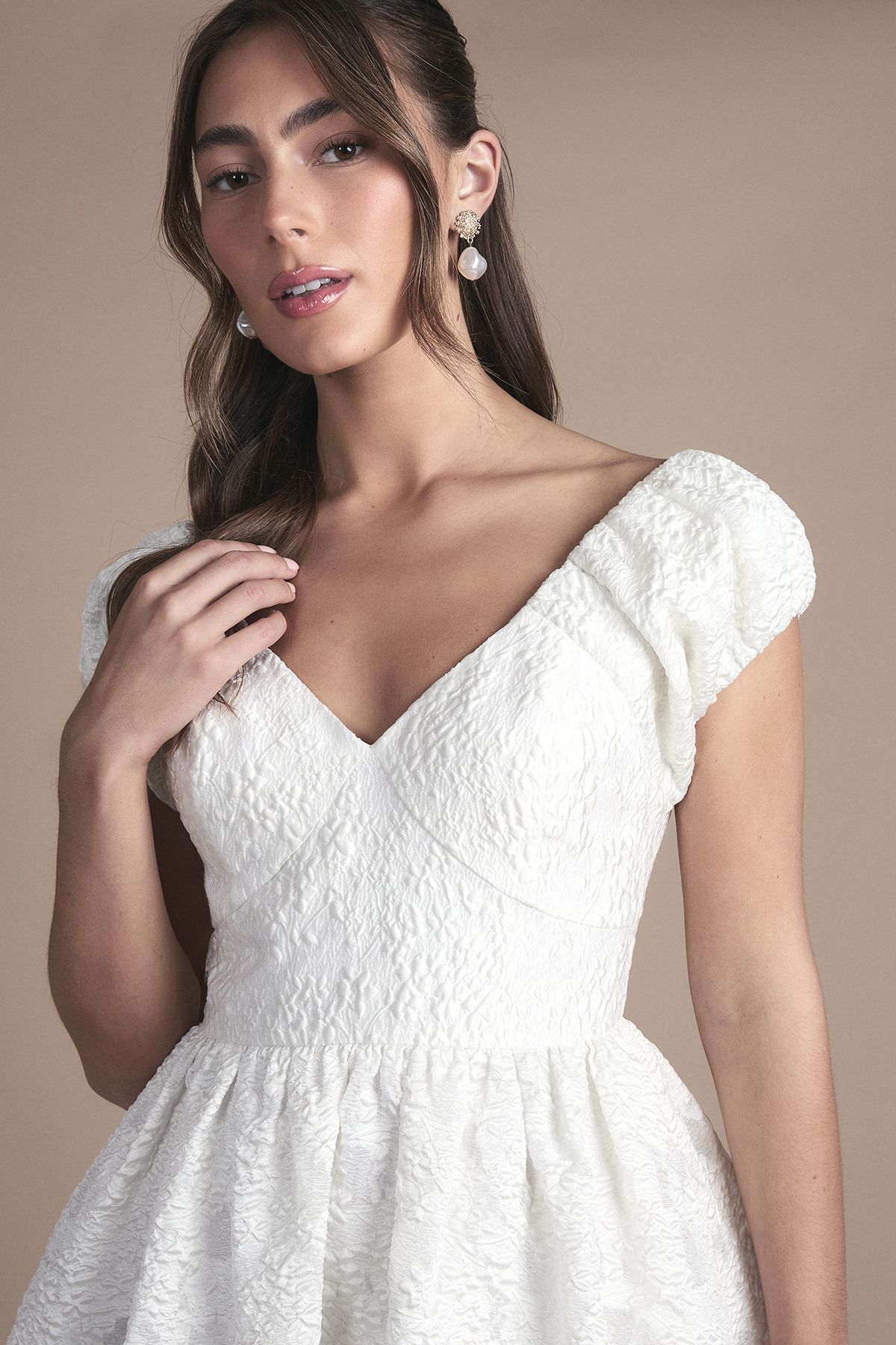 Oasis Sweetheart Textured Bridal Mini Dress Ivory image 4