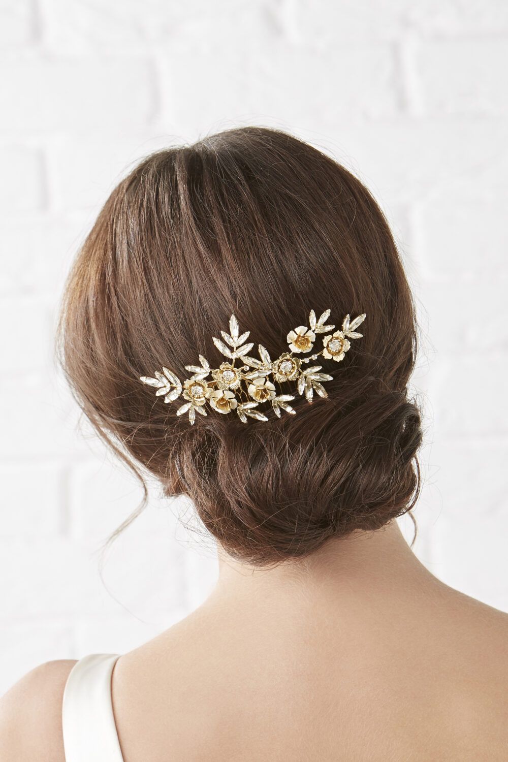 Jon Richard Gold Plated Clear Crystal Navette Hair Comb - Gift Pouch image 2