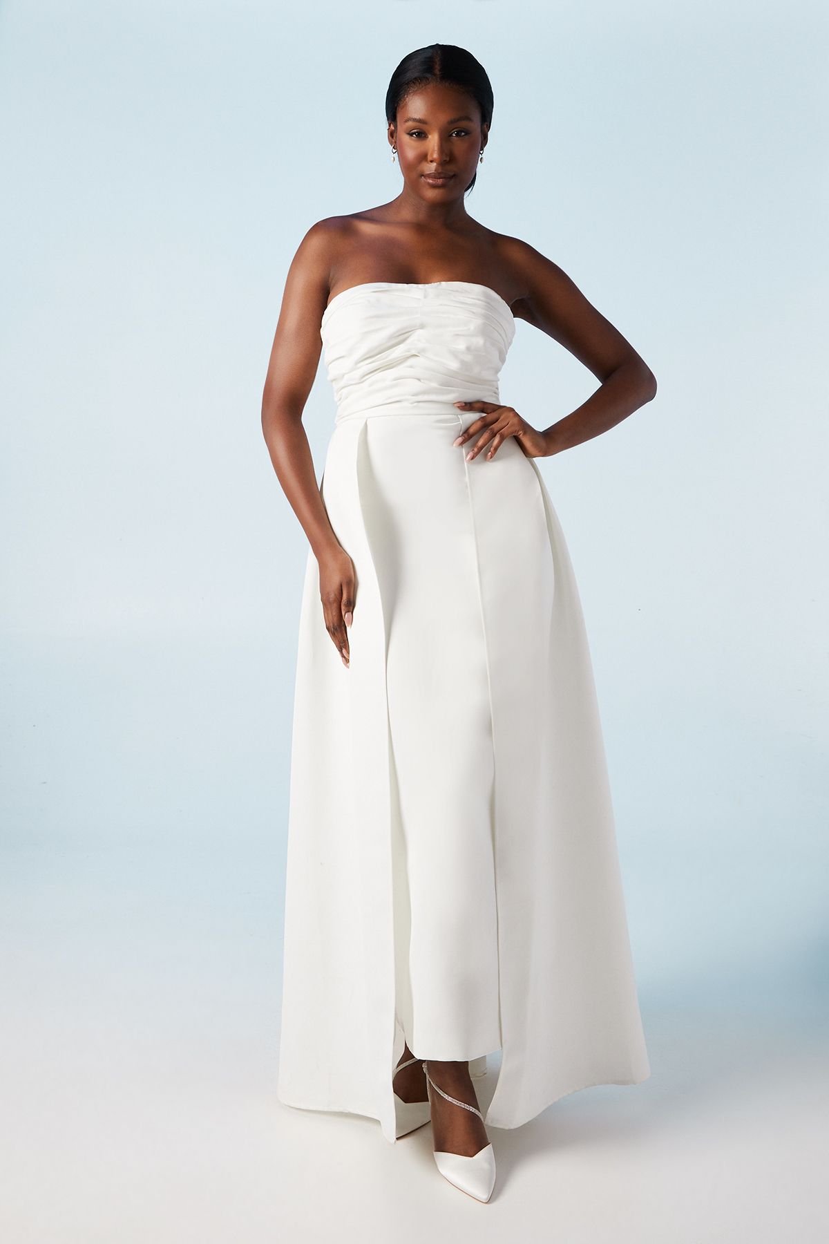 Coast Bandeau Structured Column Wedding Dress with Overskirt Ivory image 2