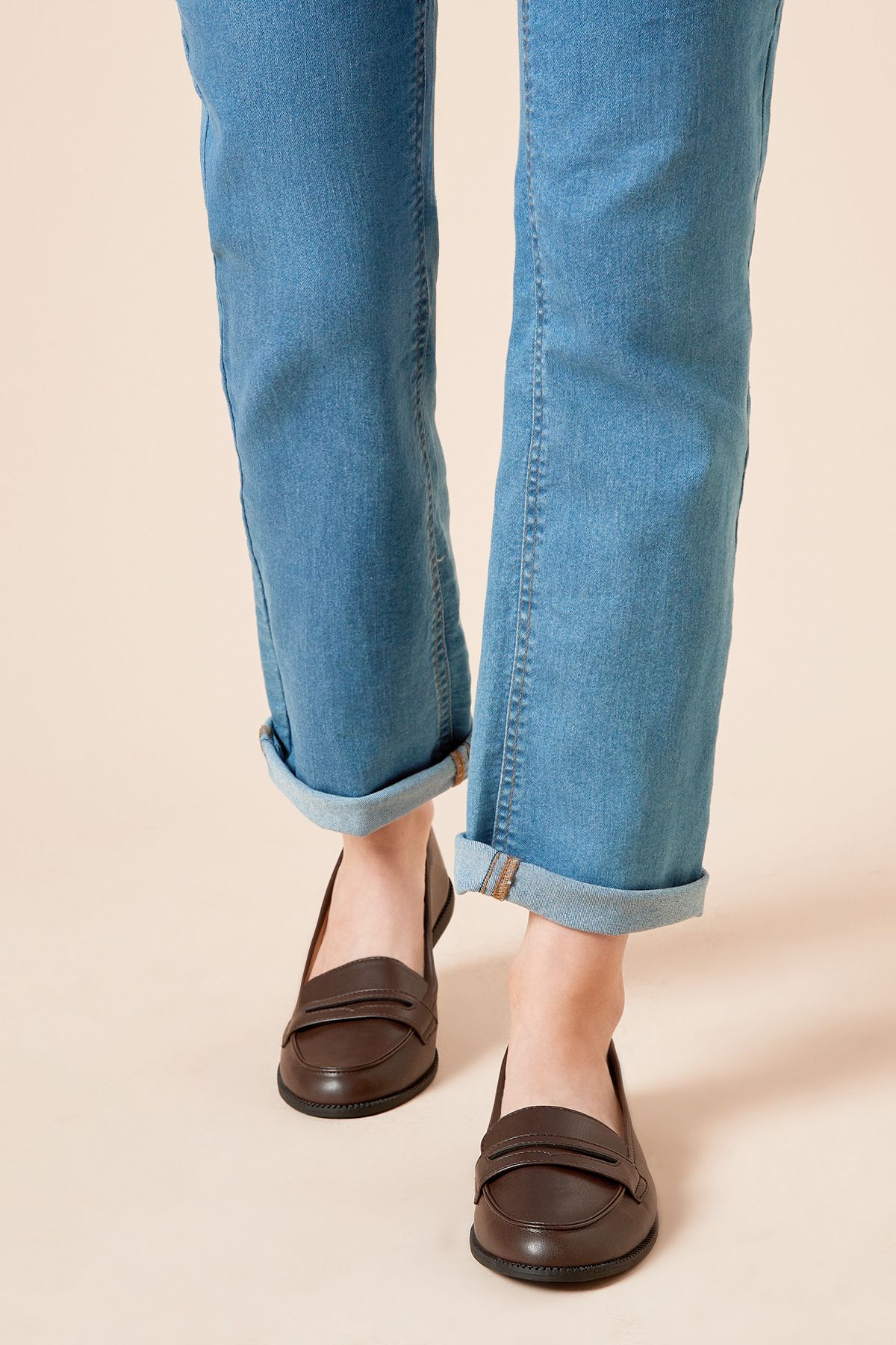 Dorothy Perkins Wide Fit Lara Penny Loafers Chocolate image 1