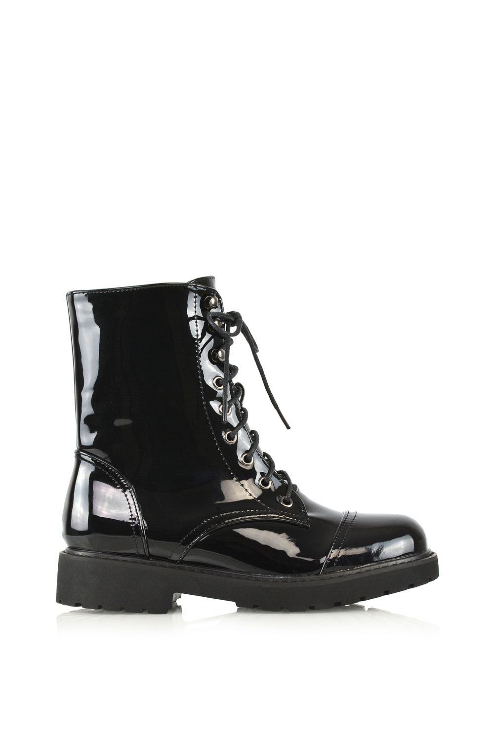 XY London 'River' Lace Up Military Combat Zip-up Flat Ankle Boots image 1