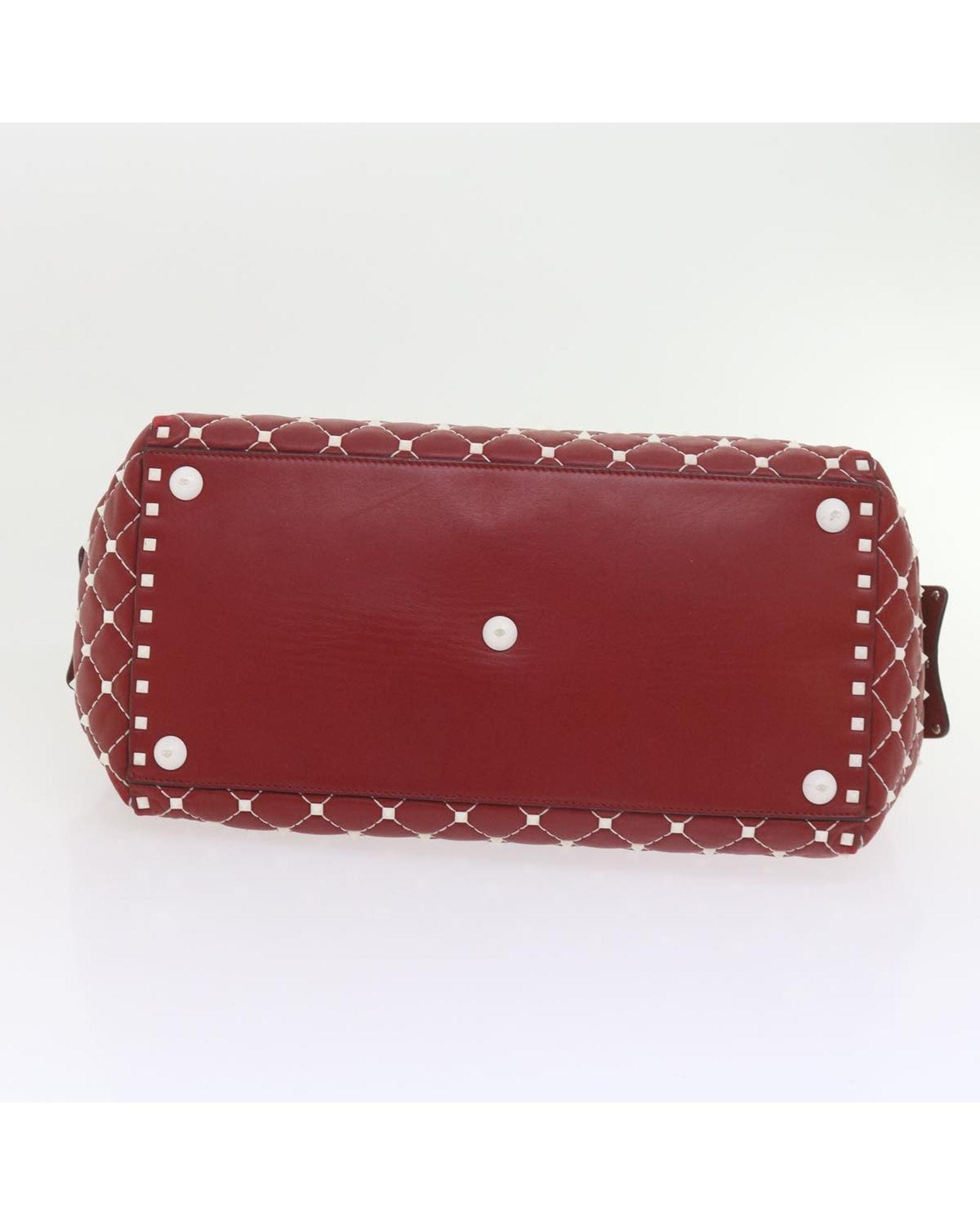 Valentino Preloved Rockstud Small Quilted Bowling Bag Wo - Red Shoulder Bags image 6