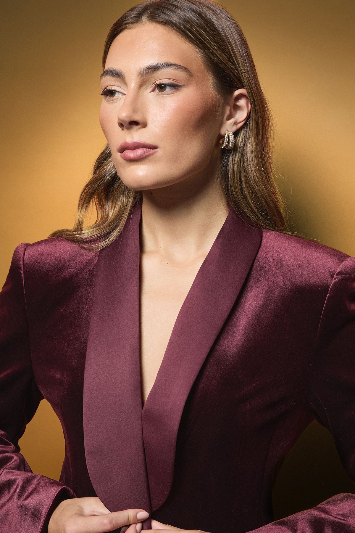 Coast Velvet Blazer With Satin Lapel Oxblood image 4