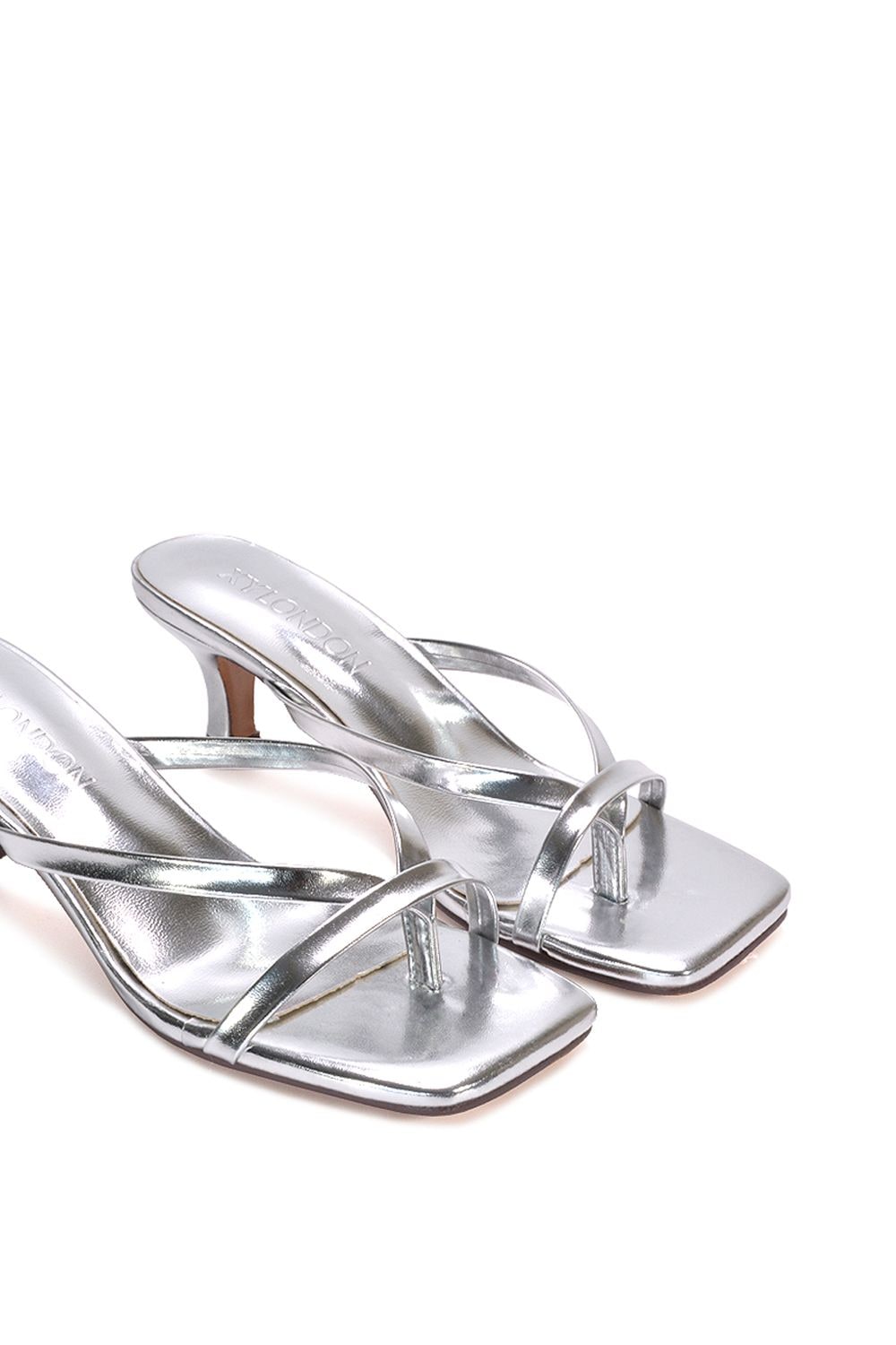 XY London 'Tiana' Slip On Mid Kitten Heel Mules Square Toe Sandals image 3