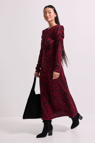 Dorothy Perkins Petite Berry Leopard Keyhole Midi Dress Animal