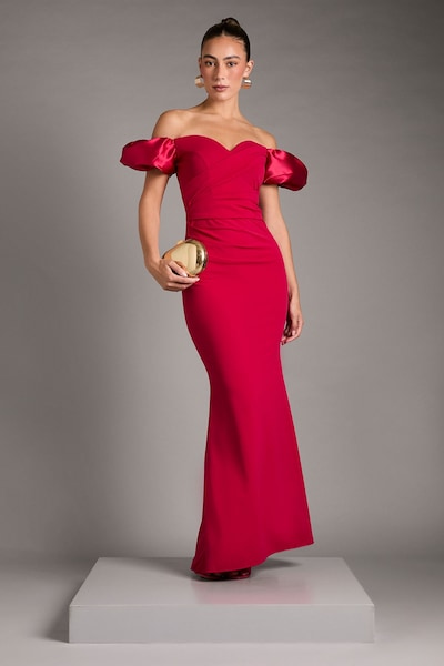 Coast Volume Sleeve Scuba Maxi Dress Magenta