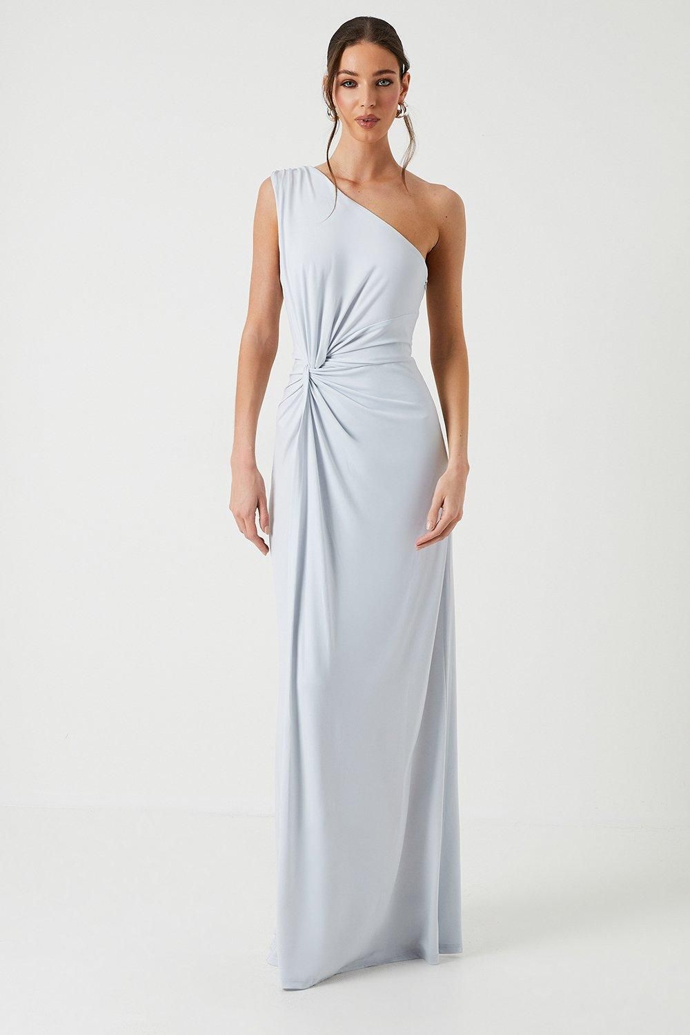Coast Twist Detail One Shoulder Jersey Bridesmaid Dress Ice Blue image 1