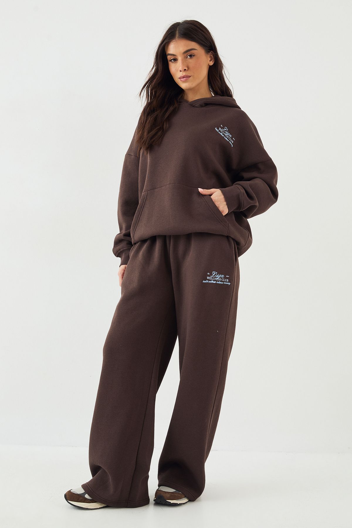 DSGN Studio DSGN Studio Wellness Club Oversized Hooded Tracksuit Dark Chocolate