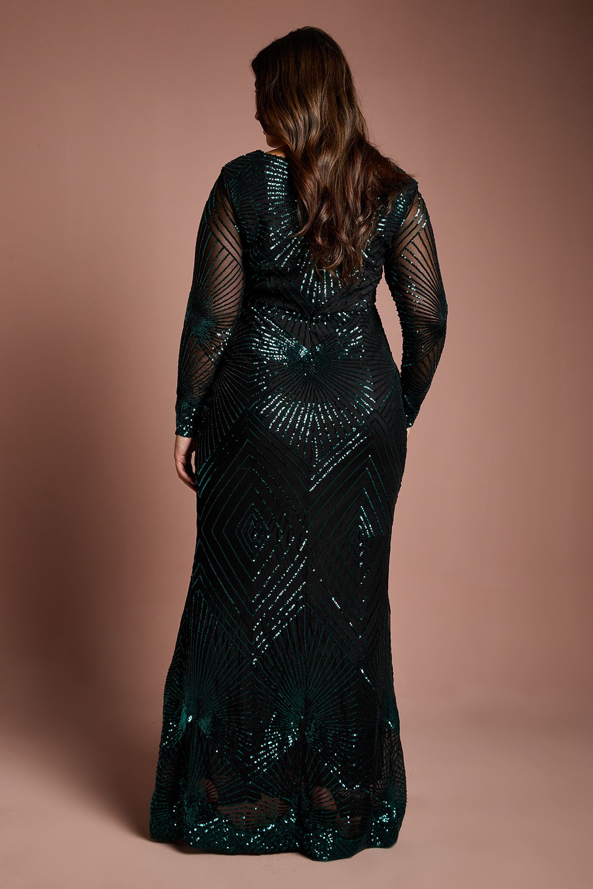 Coast Plus Size Long Sleeve Embellished Maxi Dress Emerald image 3