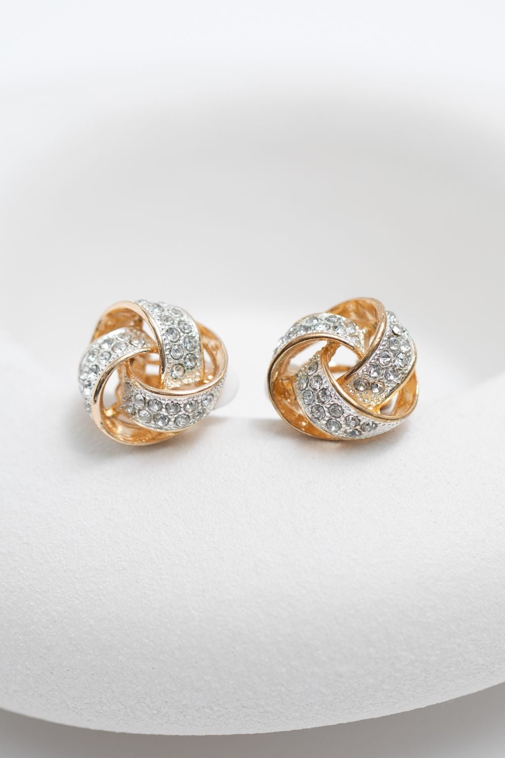 Jon Richard Gold Plated Crystal Knot Clip Earrings image 3