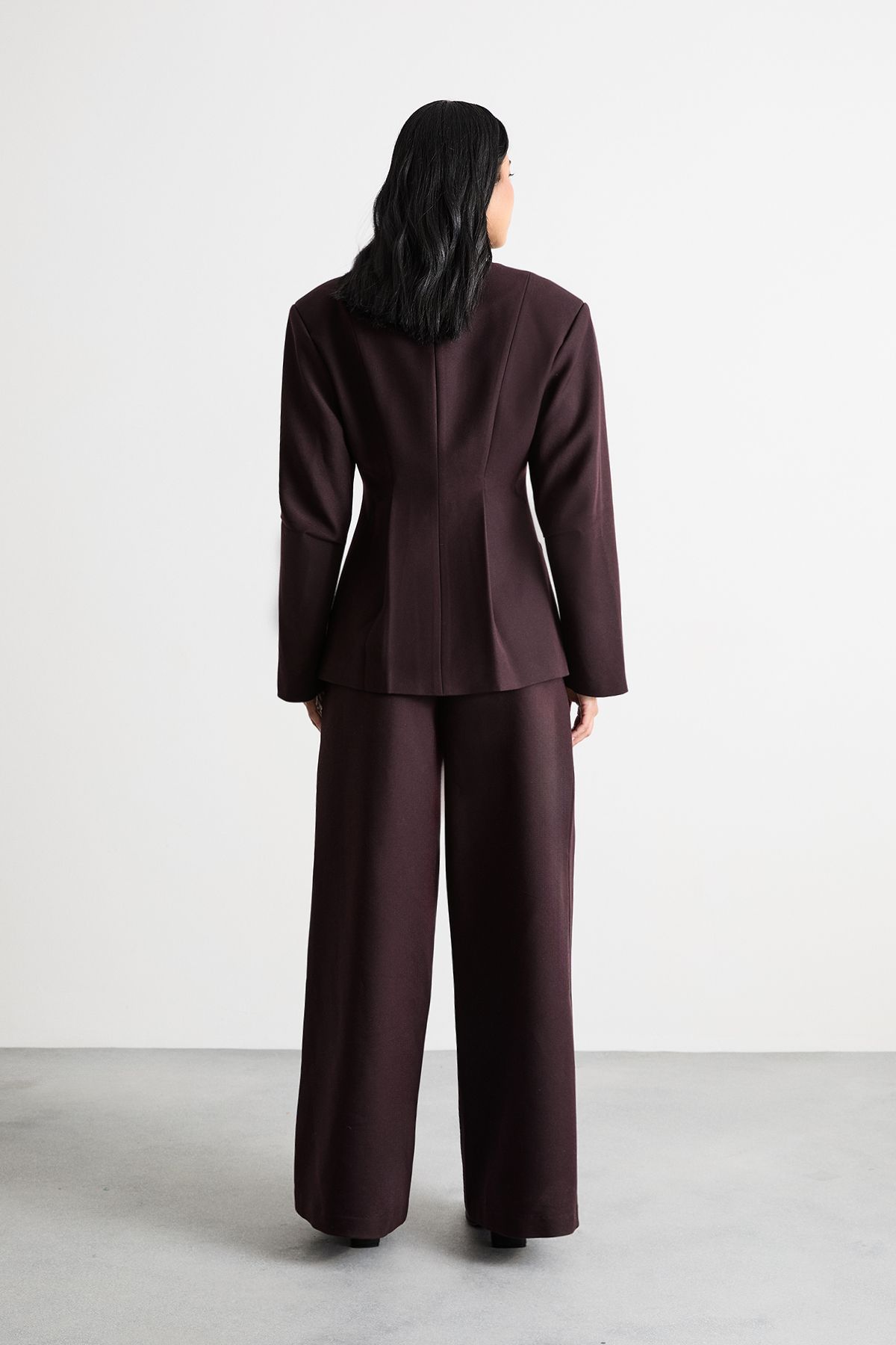 Warehouse The Premium Wide Leg Tailored Trousers Berry image 3