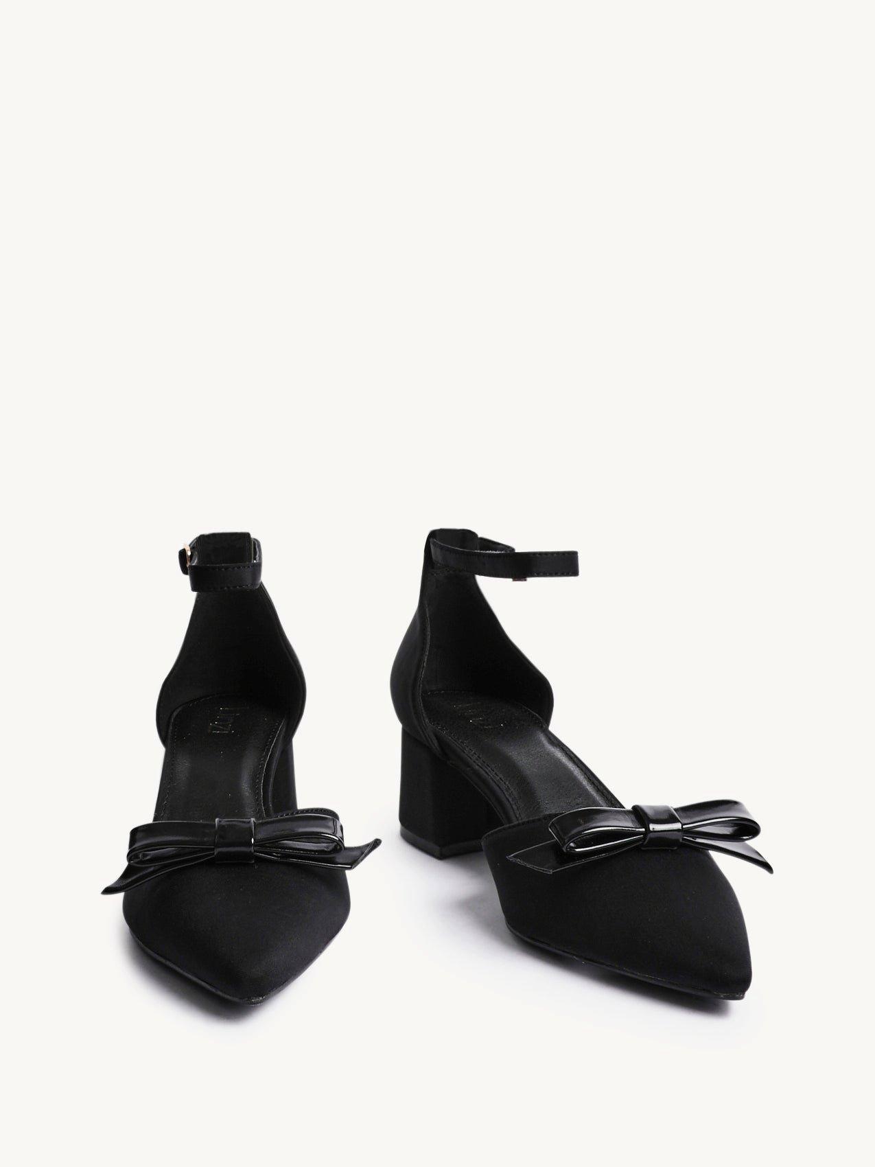 Linzi Orla Black Scuba Low Block Court Heel image 3