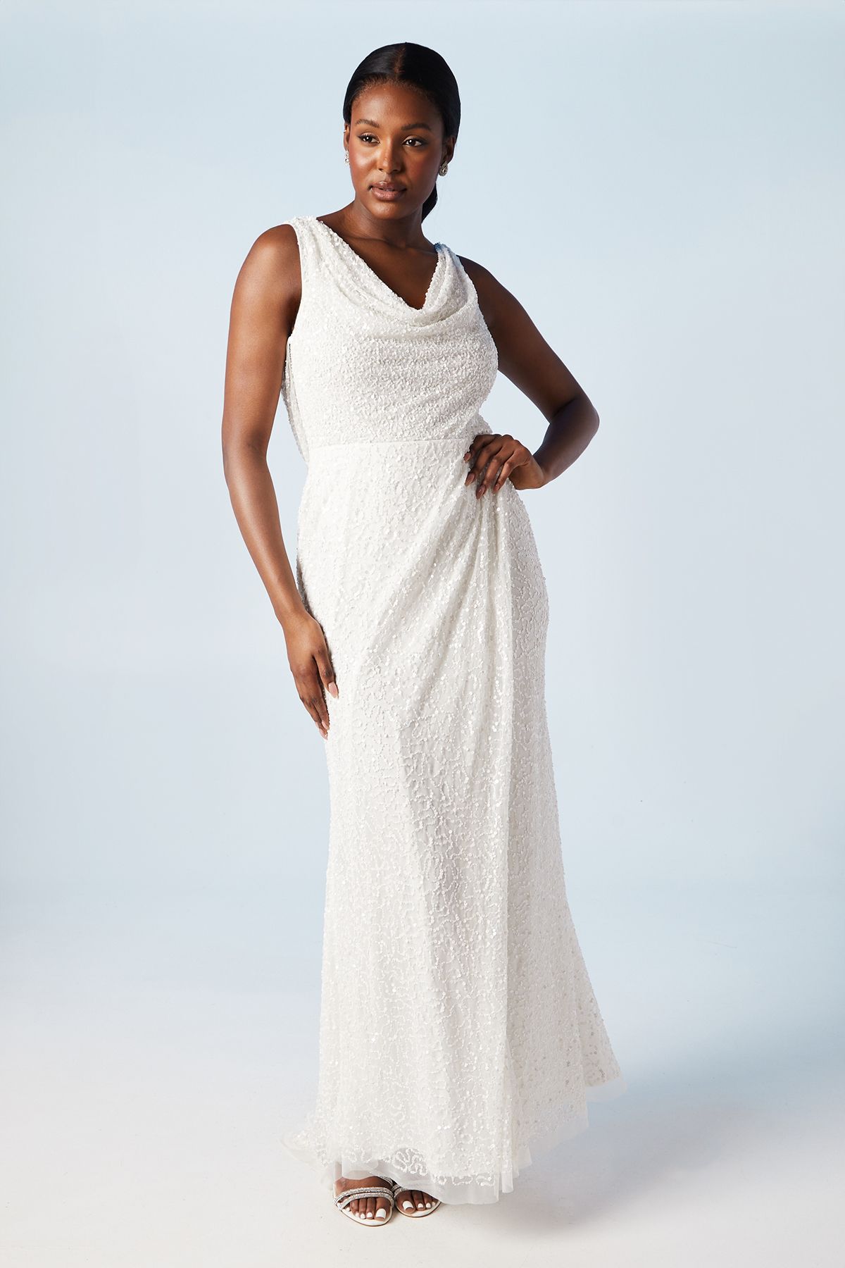 Coast Embellished Cowl Back Wrap Wedding  Dress Ivory image 1