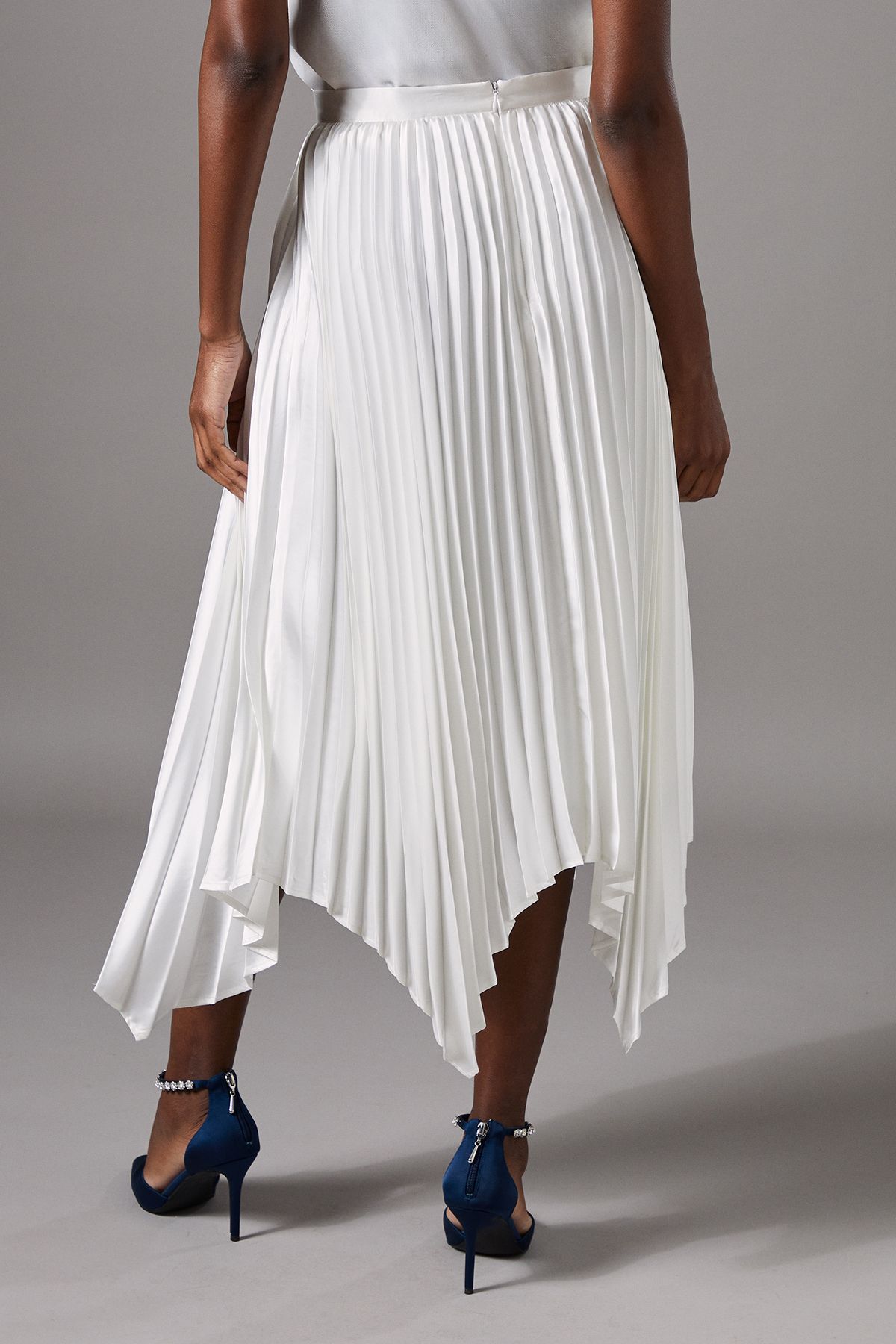 Coast Pleated Satin Skirt Ivory image 3